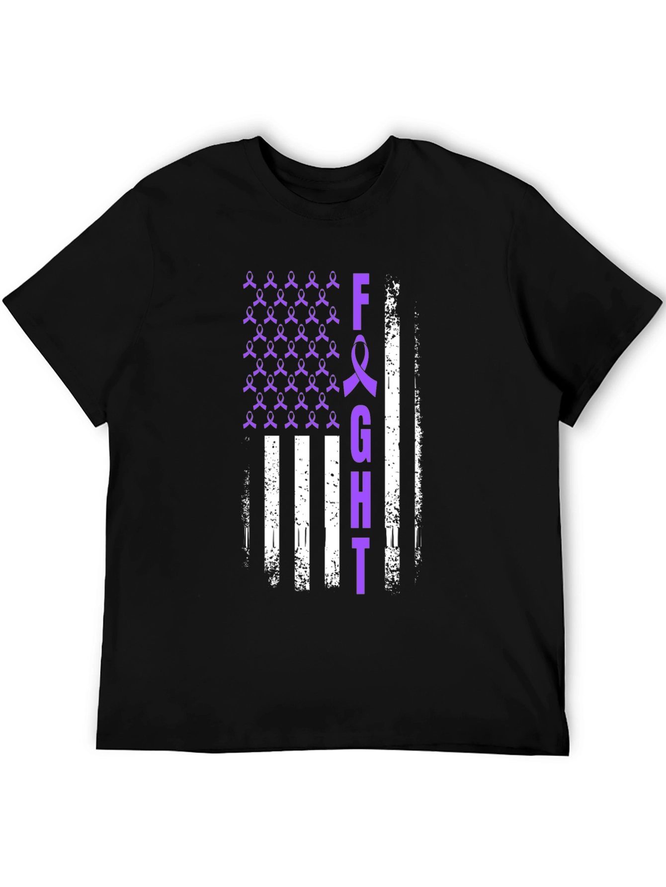 Fight T-Shirt Purple Ribbon American Flag Design