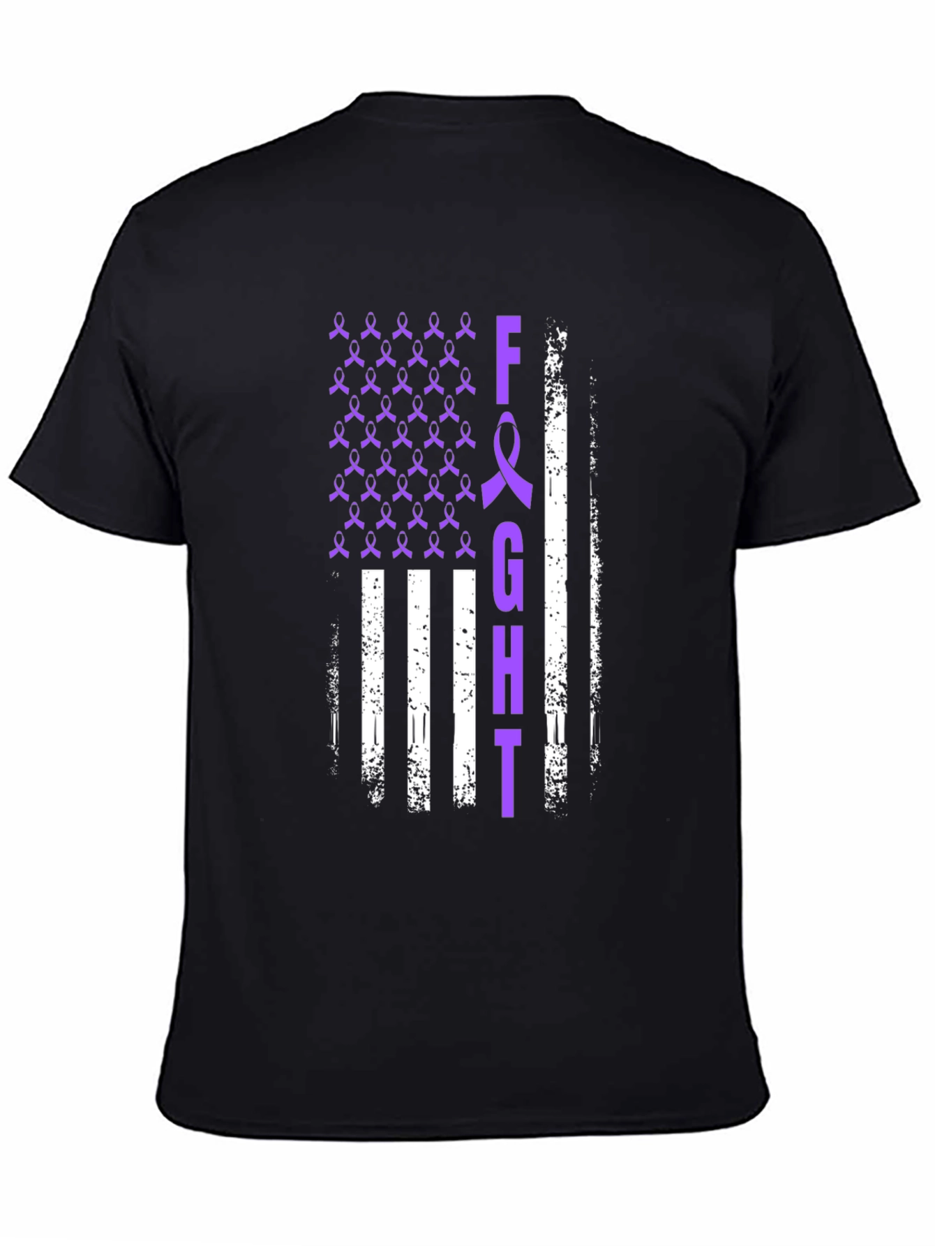Fight T-Shirt Purple Ribbon American Flag Design