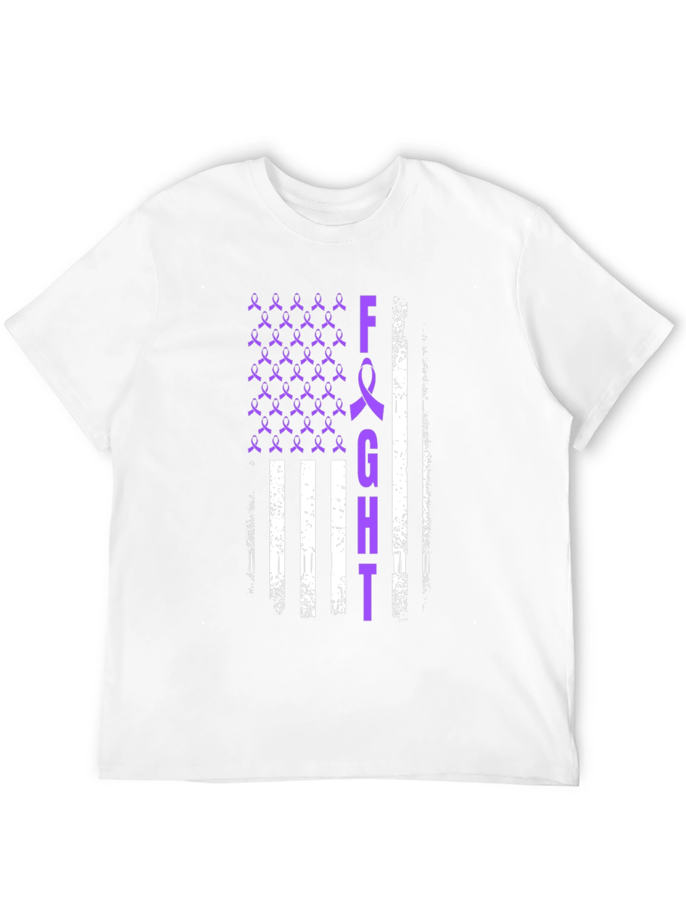 Fight T-Shirt Purple Ribbon American Flag Design