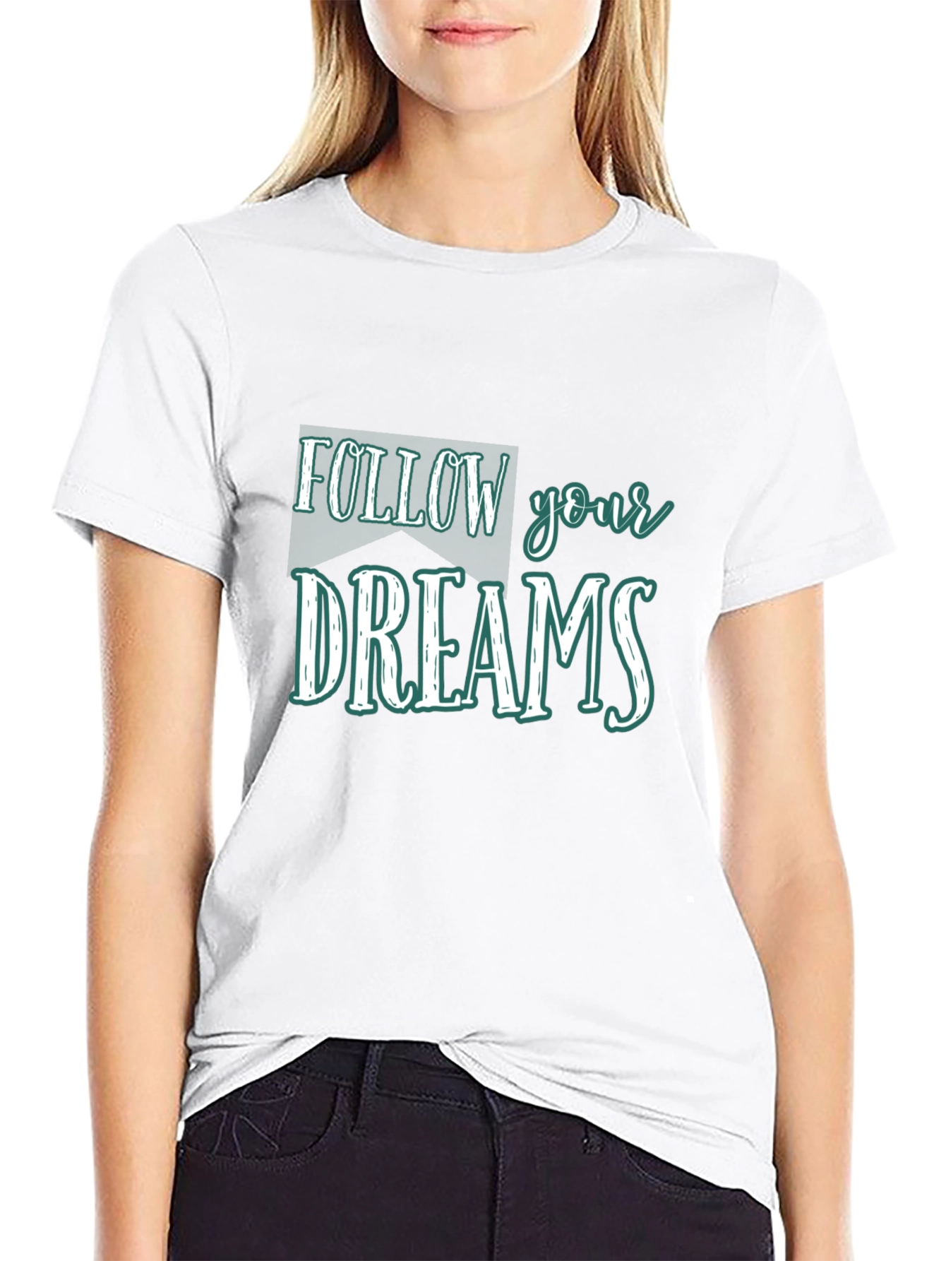 Follow Your Dreams Graphic Tee - Black Cotton T-Shirt