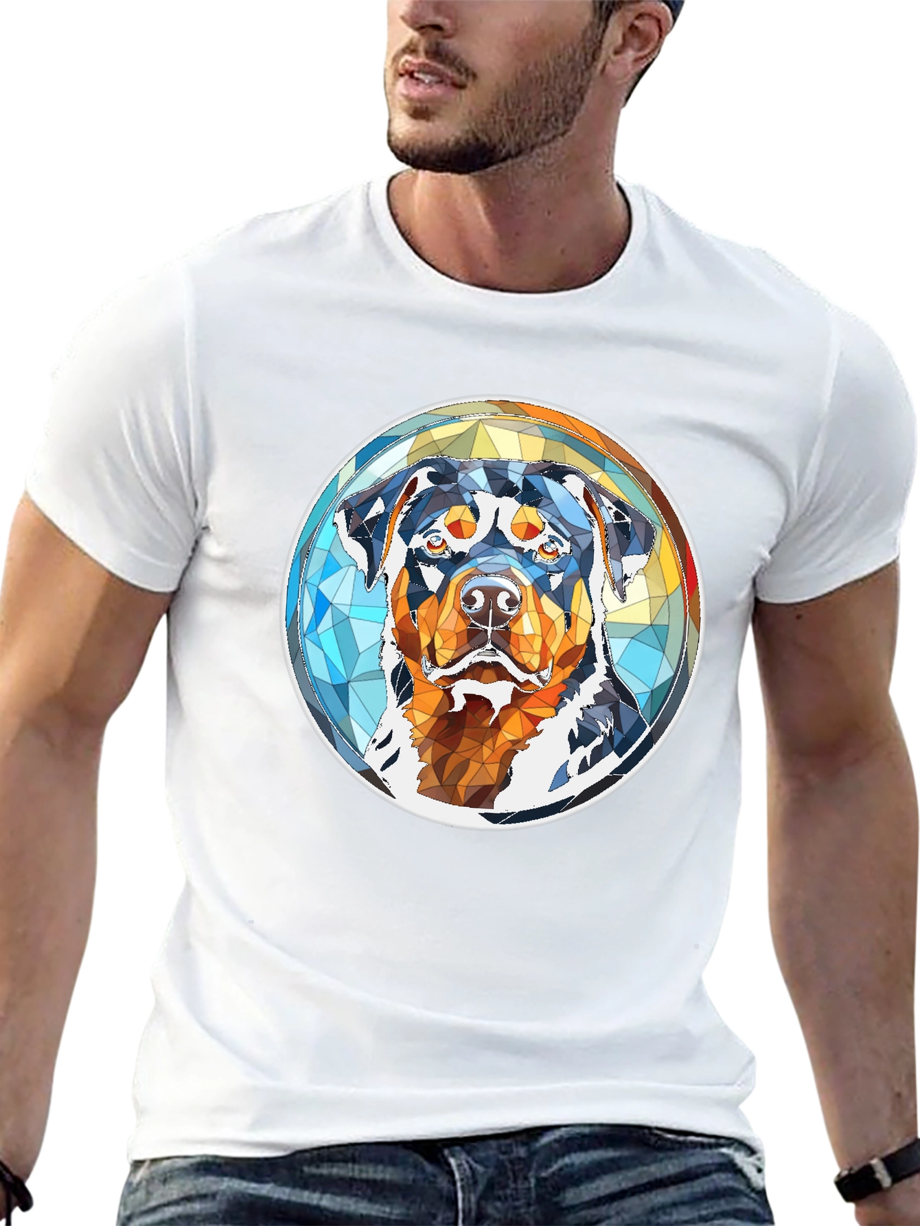 Rottweiler Geometric Art Black T-Shirt