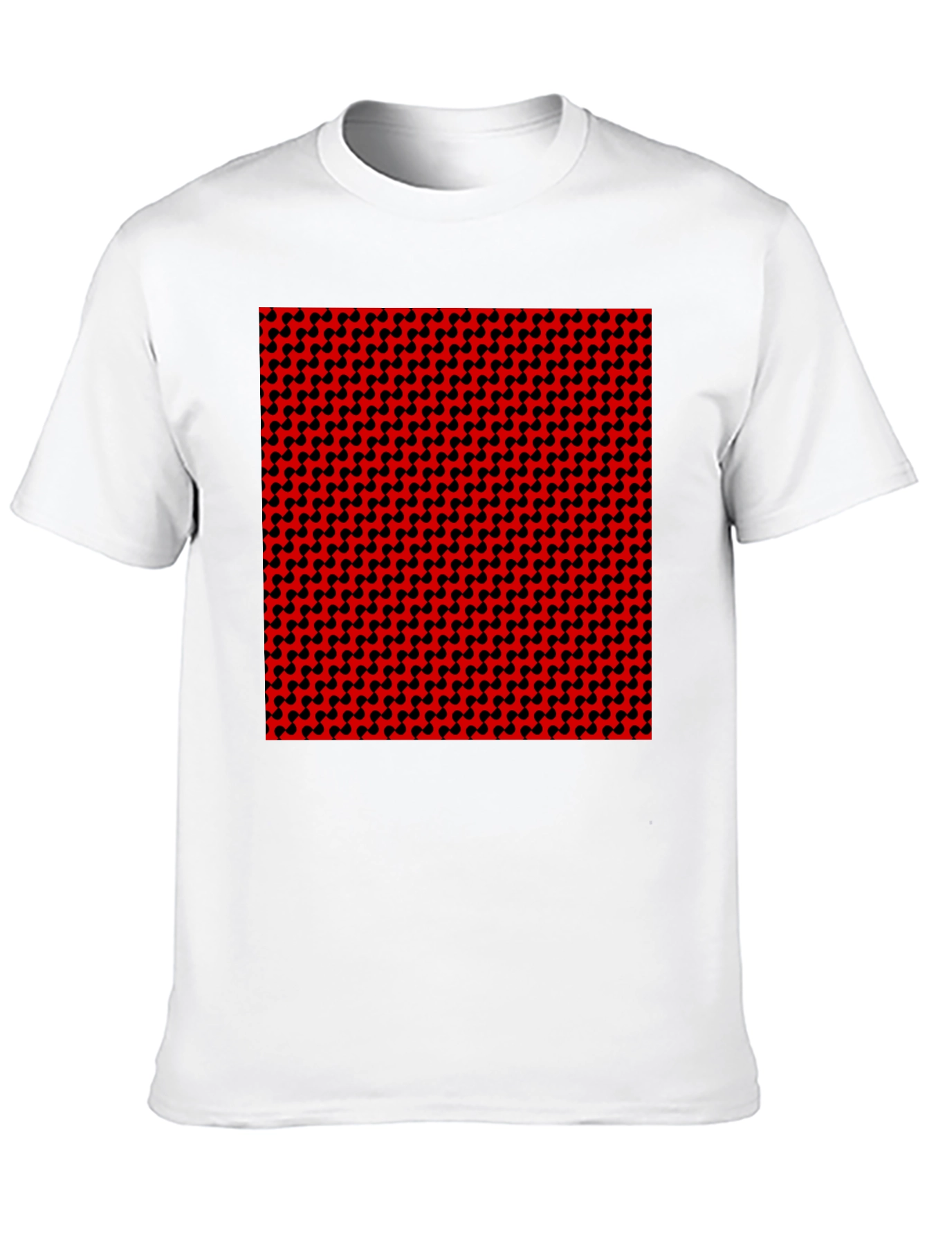 Geometric Patterned T-Shirt - Red and Black Design