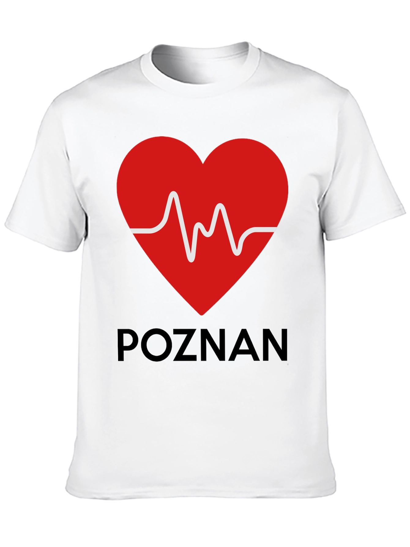Poznan Heartbeat Graphic Tee - Black Cotton Casual T-Shirt