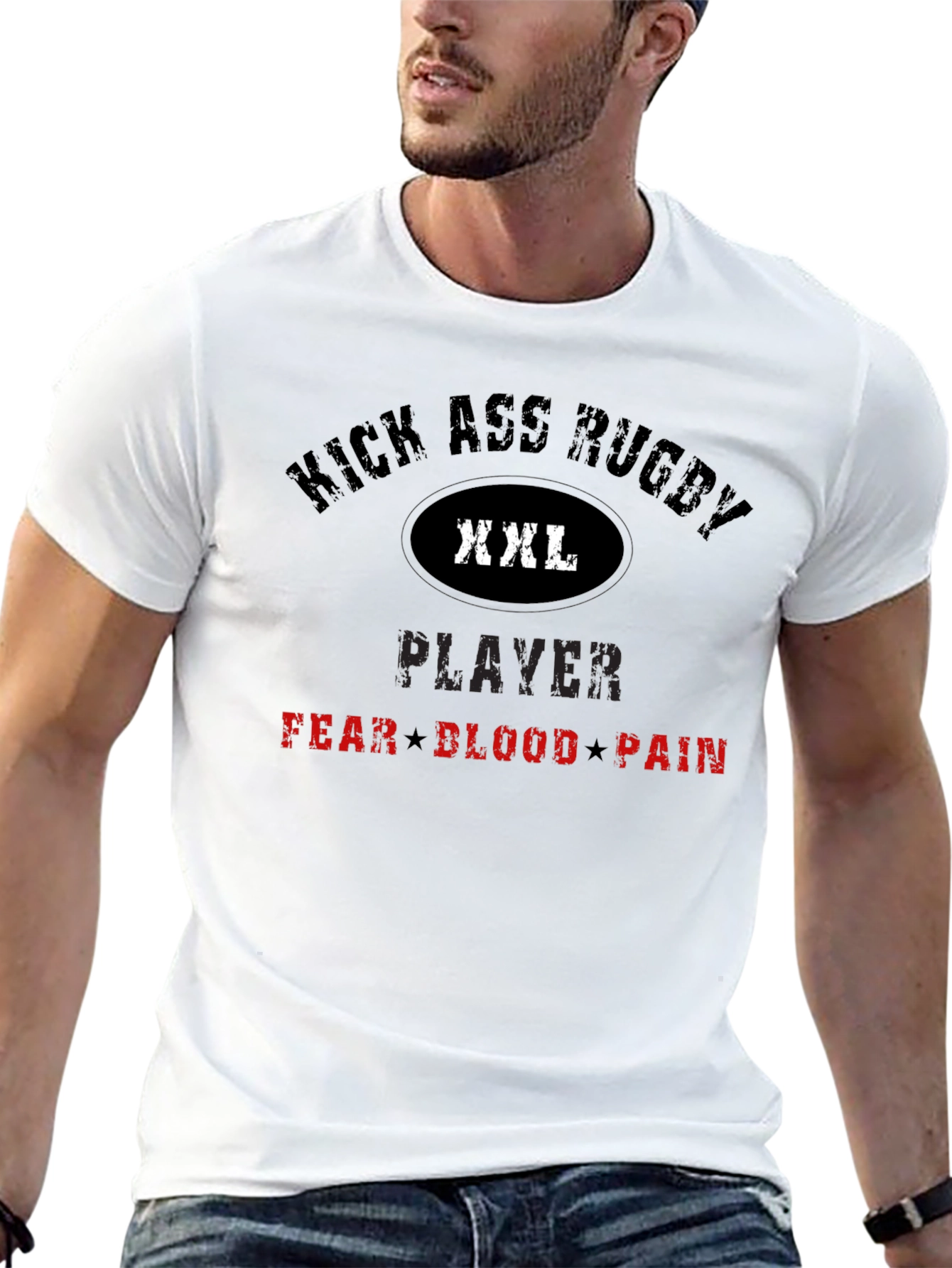 Kick Ass Rugby Player Graphic T-Shirt