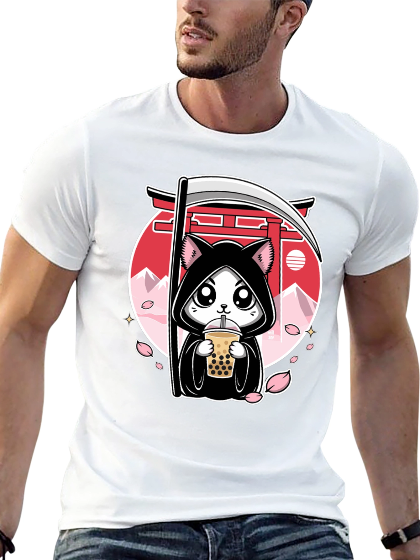 Kawaii Grim Reaper Cat T-Shirt