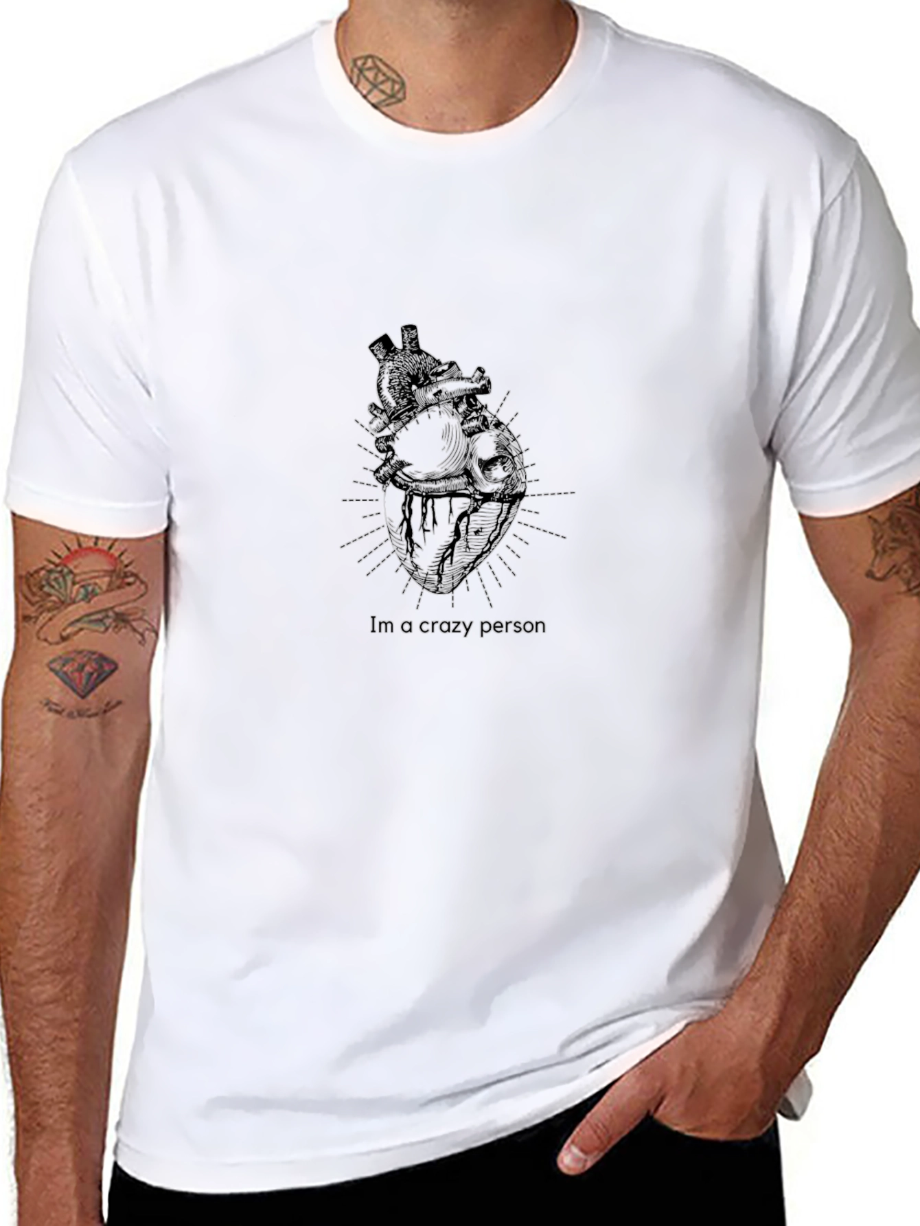 Anatomical Heart Graphic T-Shirt - Crazy Person Tee
