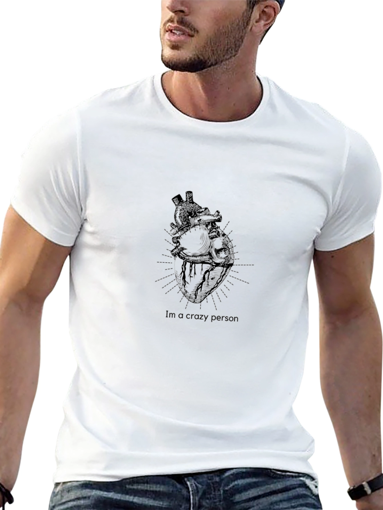 Anatomical Heart Graphic T-Shirt - Crazy Person Tee