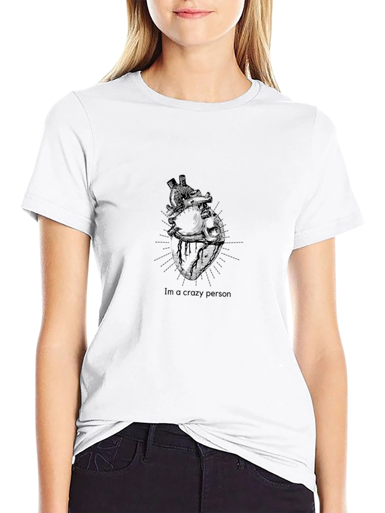 Anatomical Heart Graphic T-Shirt - Crazy Person Tee