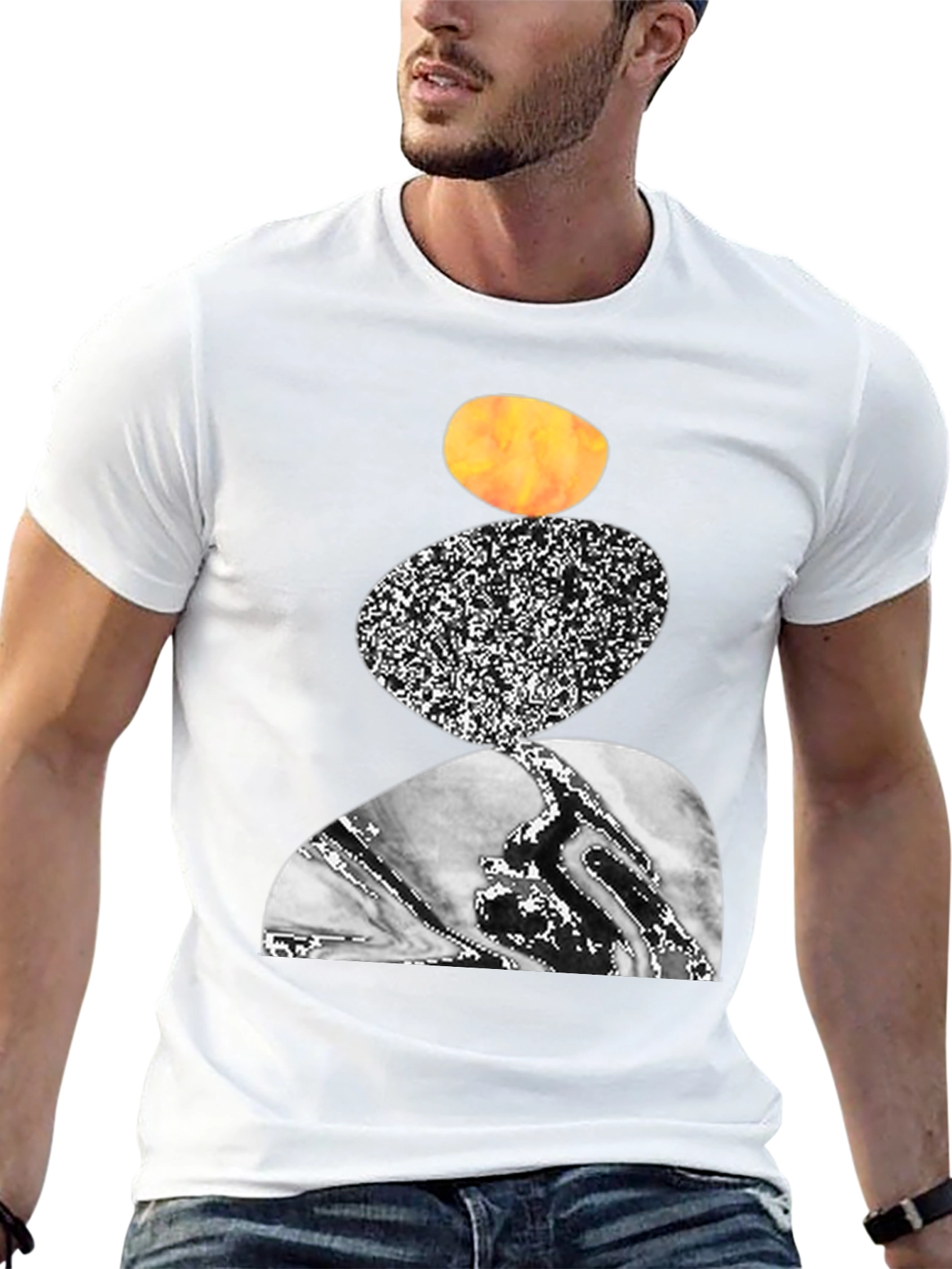 Abstract Stone Stack Graphic Tee - Modern Art Shirt
