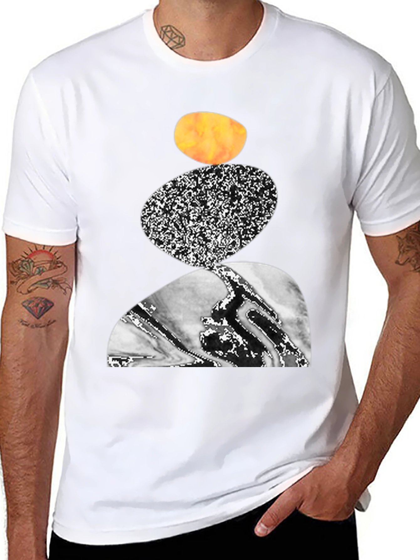 Abstract Stone Stack Graphic Tee - Modern Art Shirt