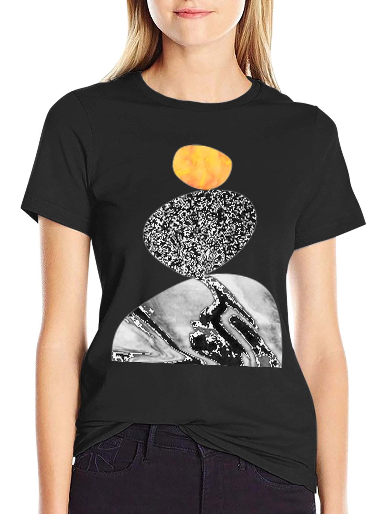 Abstract Stone Stack Graphic Tee - Modern Art Shirt