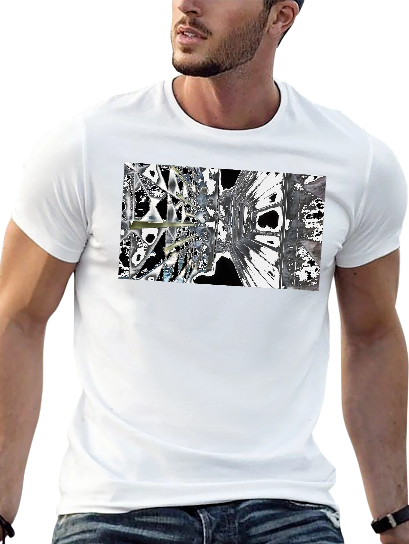 Abstract Architecture Print Black T-Shirt