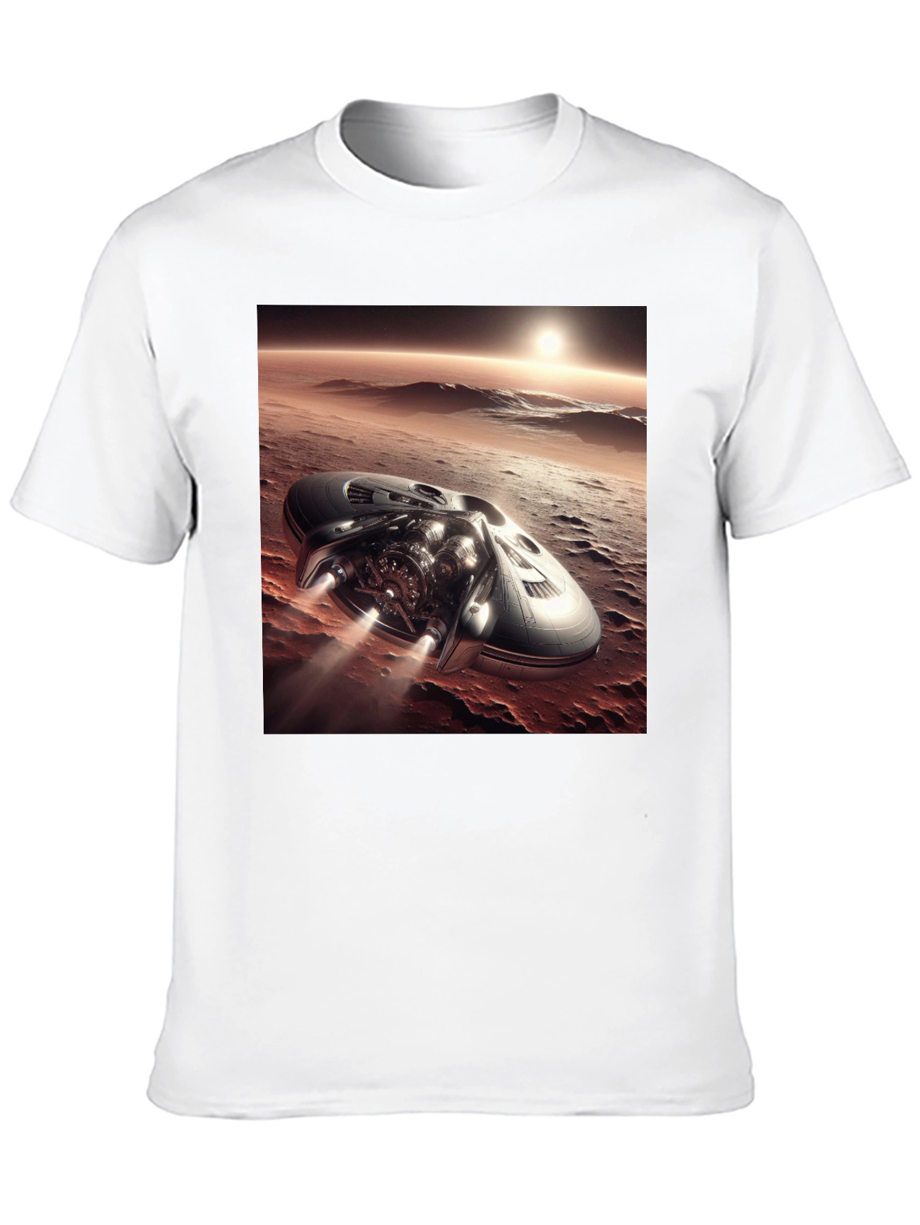 Sci-Fi Spaceship T-Shirt - Black Graphic Tee