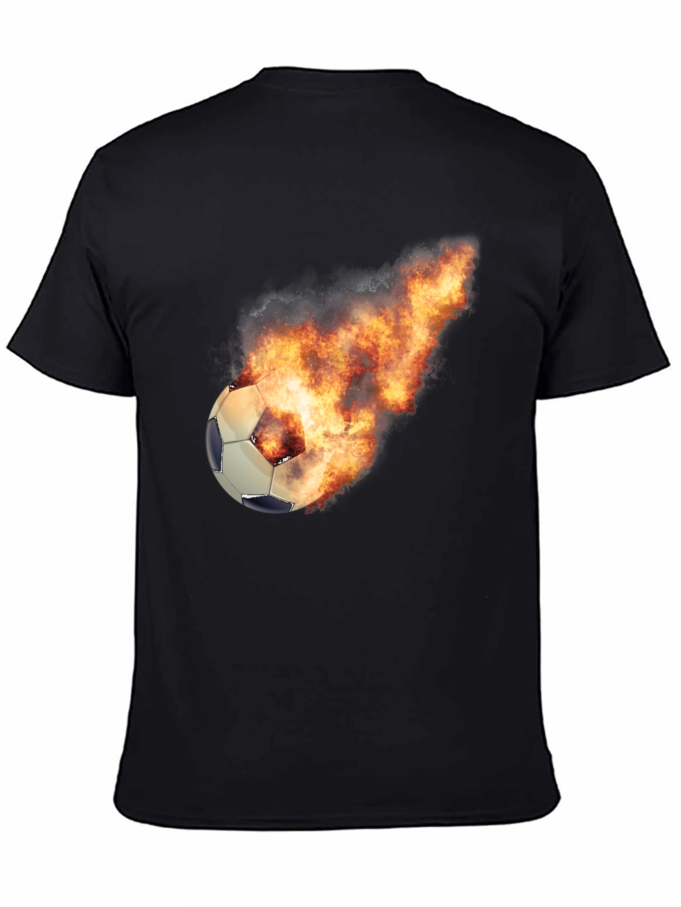 Flaming Soccer Ball Graphic Tee - Black