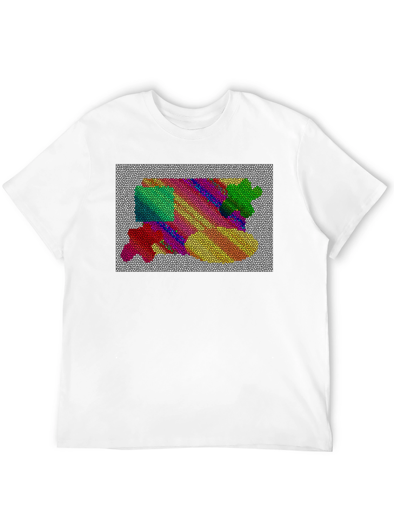 Abstract Mosaic Graphic Tee - Artistic Black T-Shirt