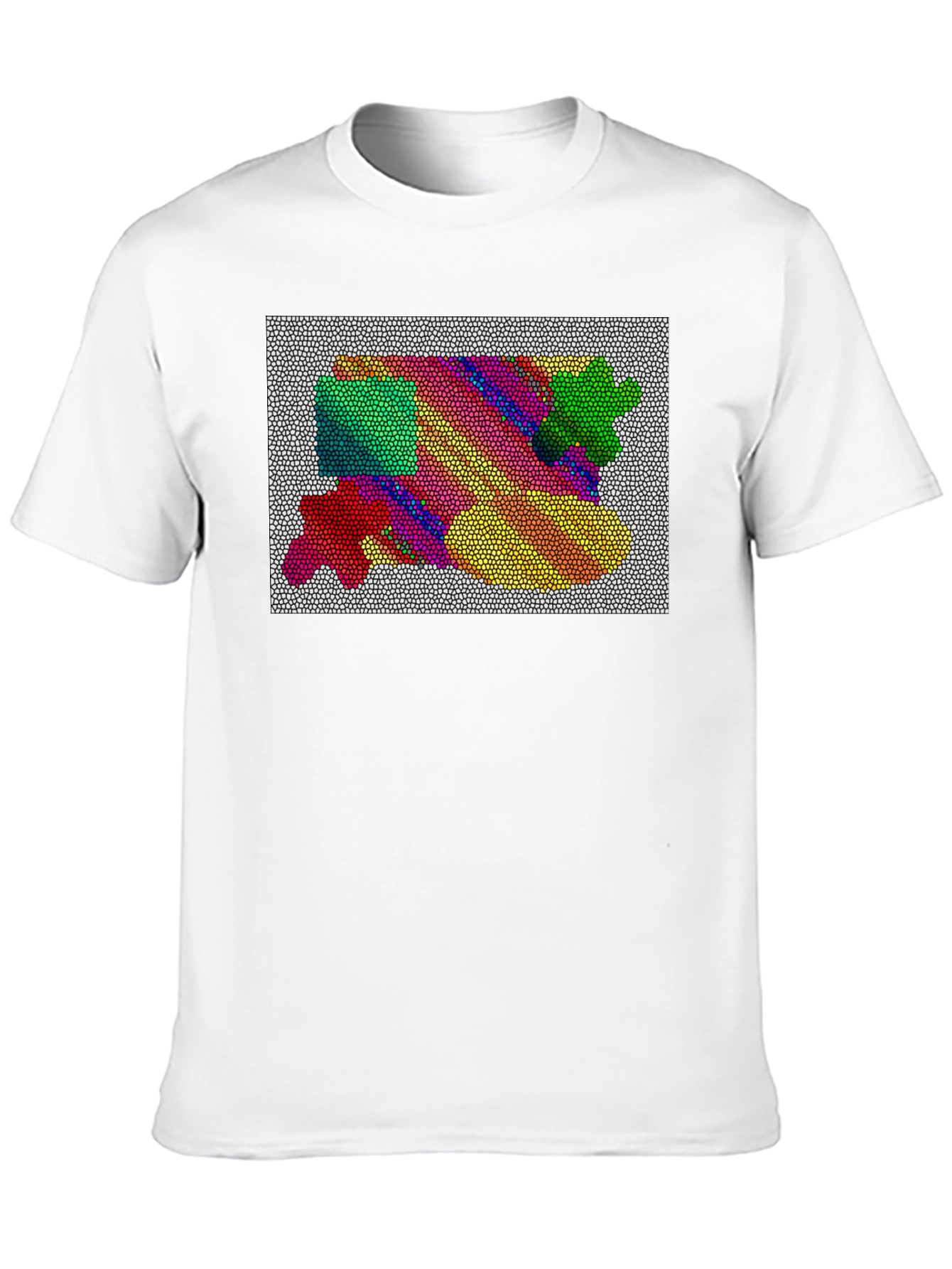 Abstract Mosaic Graphic Tee - Artistic Black T-Shirt