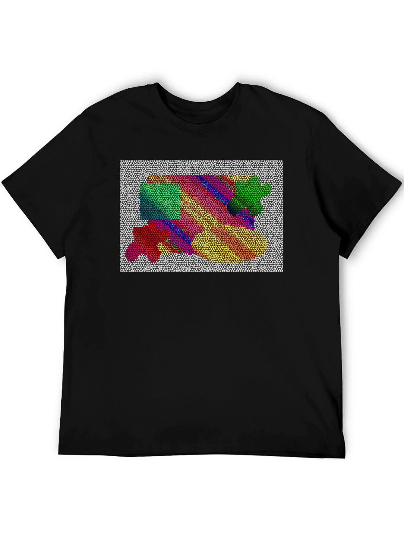 Abstract Mosaic Graphic Tee - Artistic Black T-Shirt