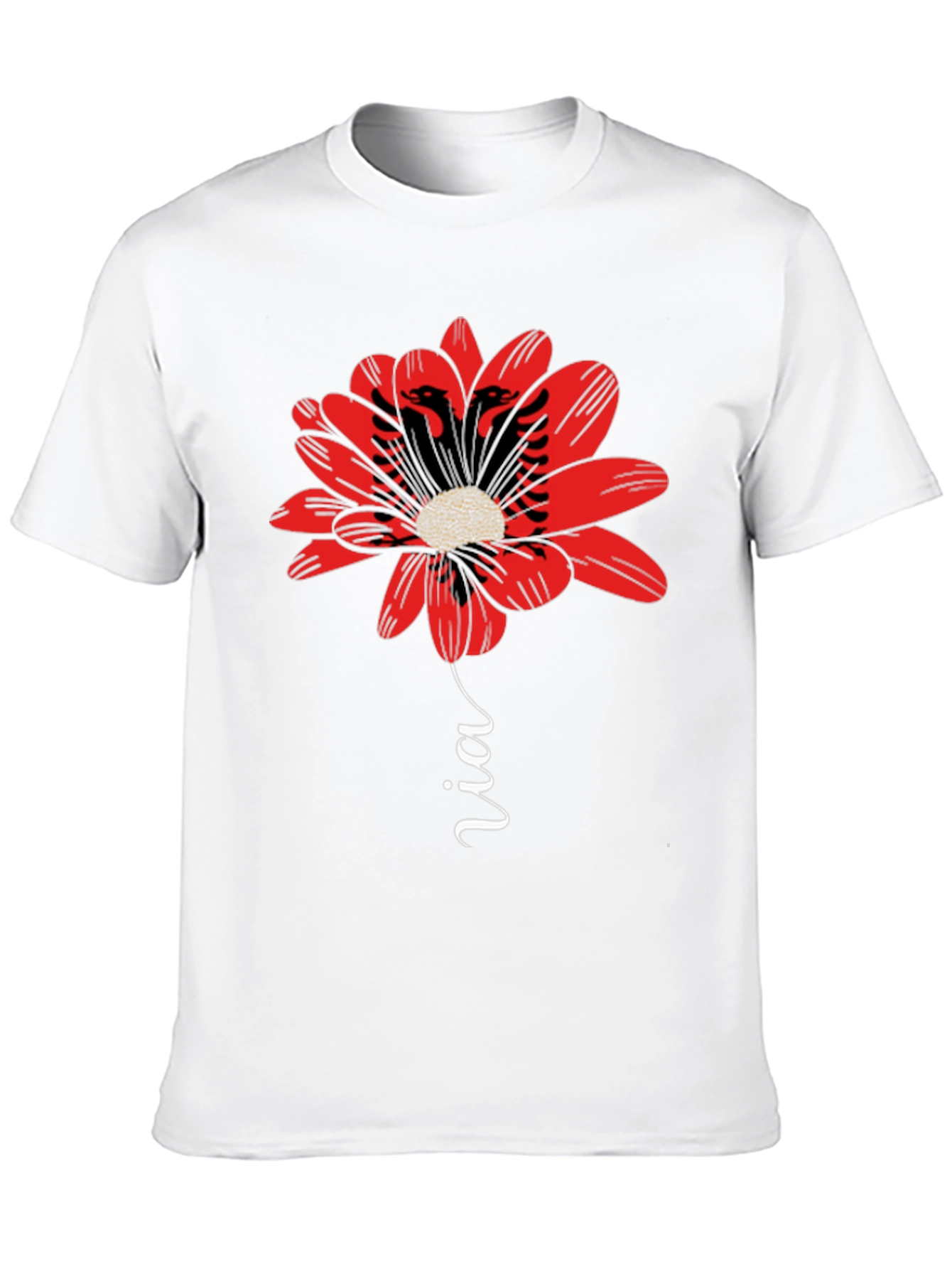 Floral Albanian Eagle T-Shirt - Black