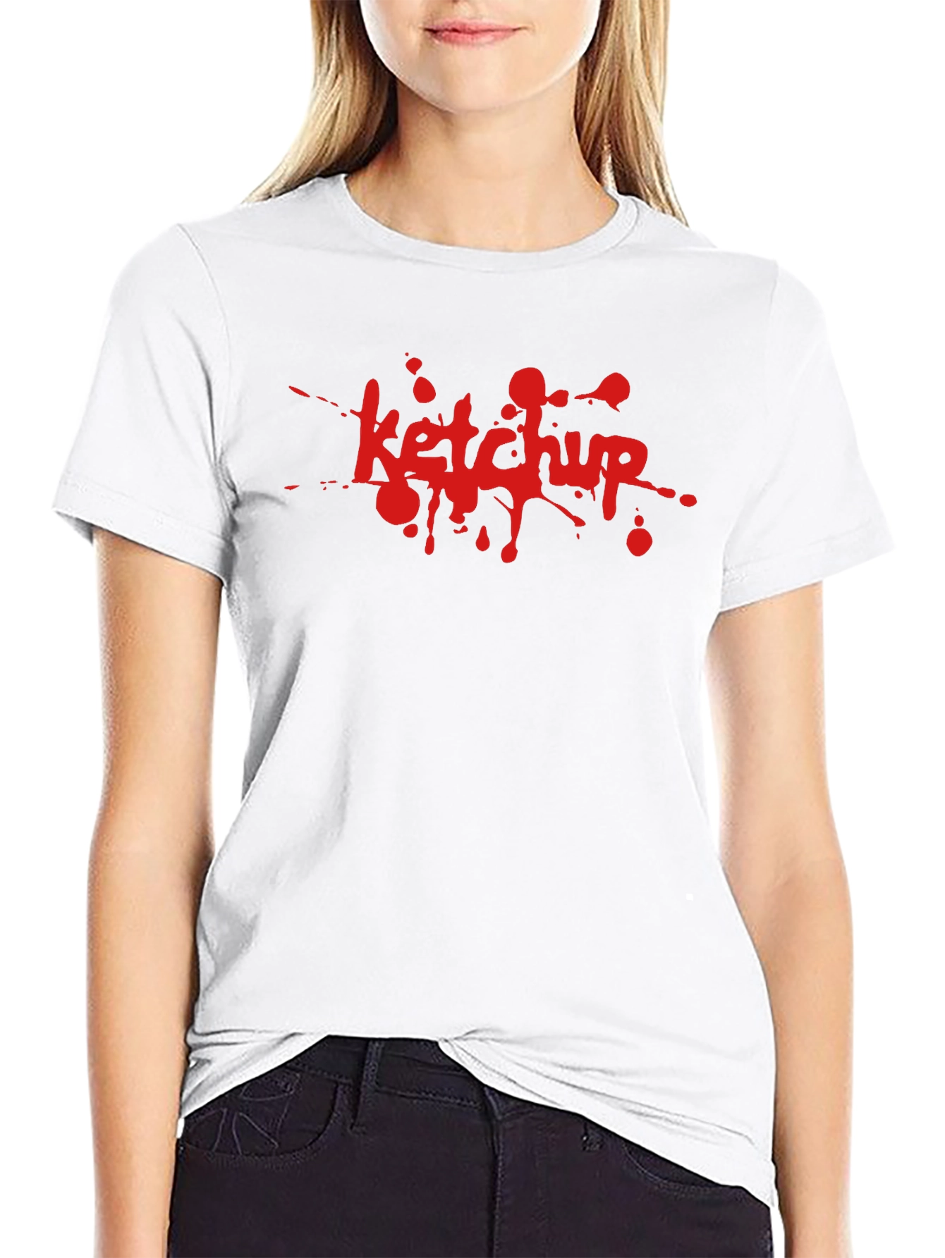 Ketchup Splatter Graphic T-Shirt - Novelty Tee