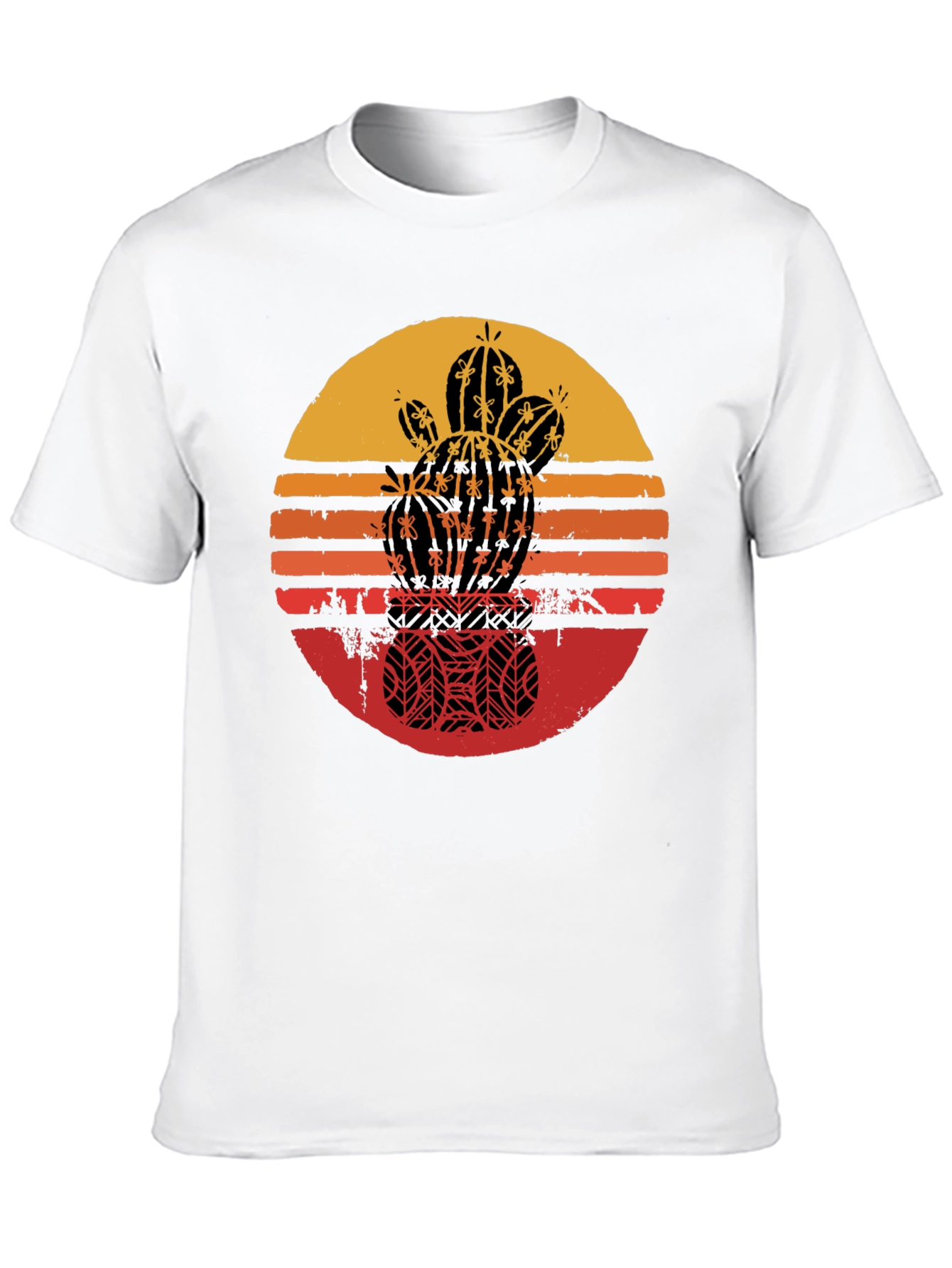 Retro Cactus Sunset Graphic Tee - Black