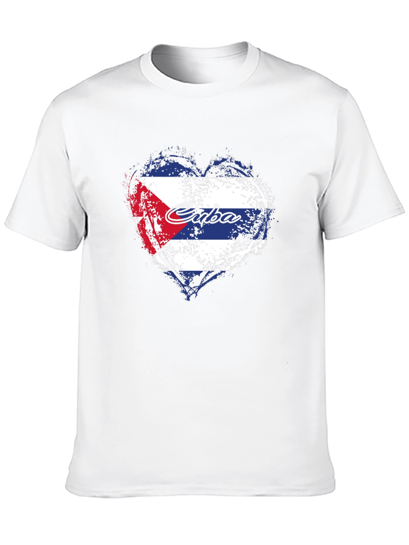Cuba Flag Heart Graphic T-Shirt - Black