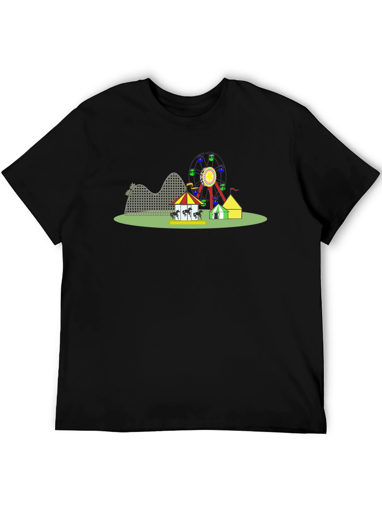 Amusement Park Graphic Tee - Black Cotton T-Shirt