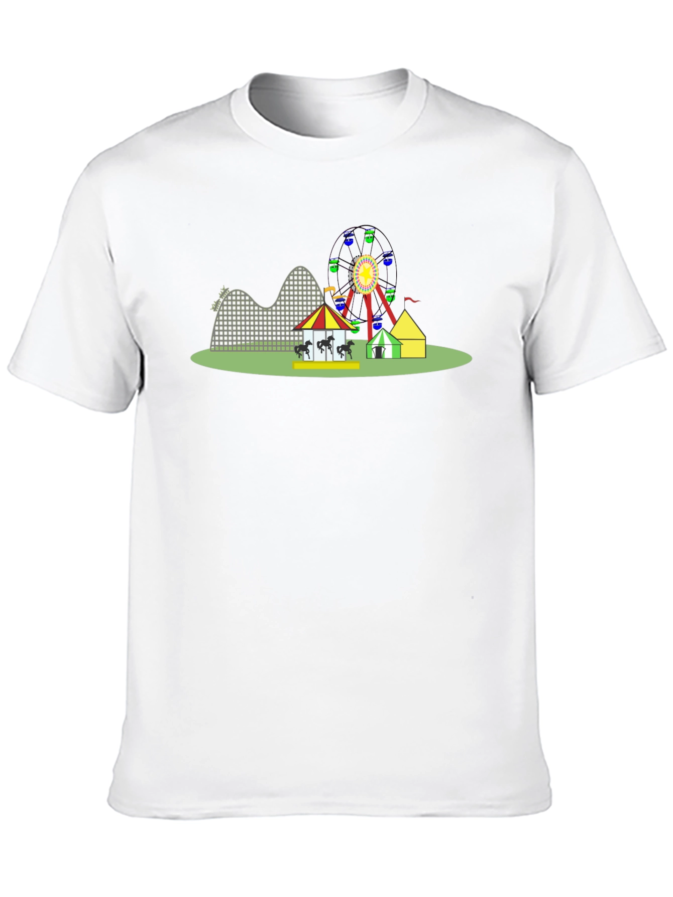 Amusement Park Graphic Tee - Black Cotton T-Shirt