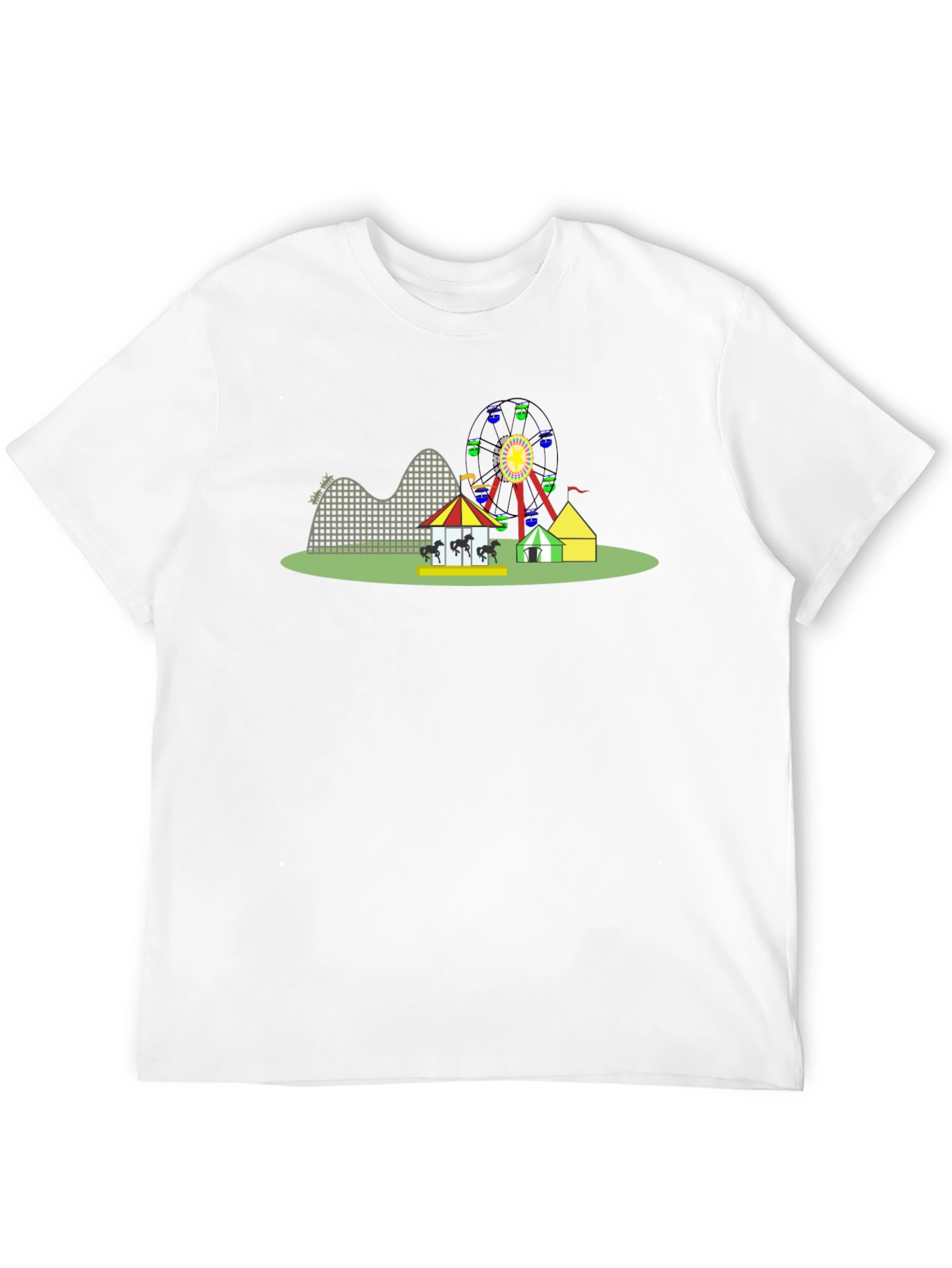 Amusement Park Graphic Tee - Black Cotton T-Shirt
