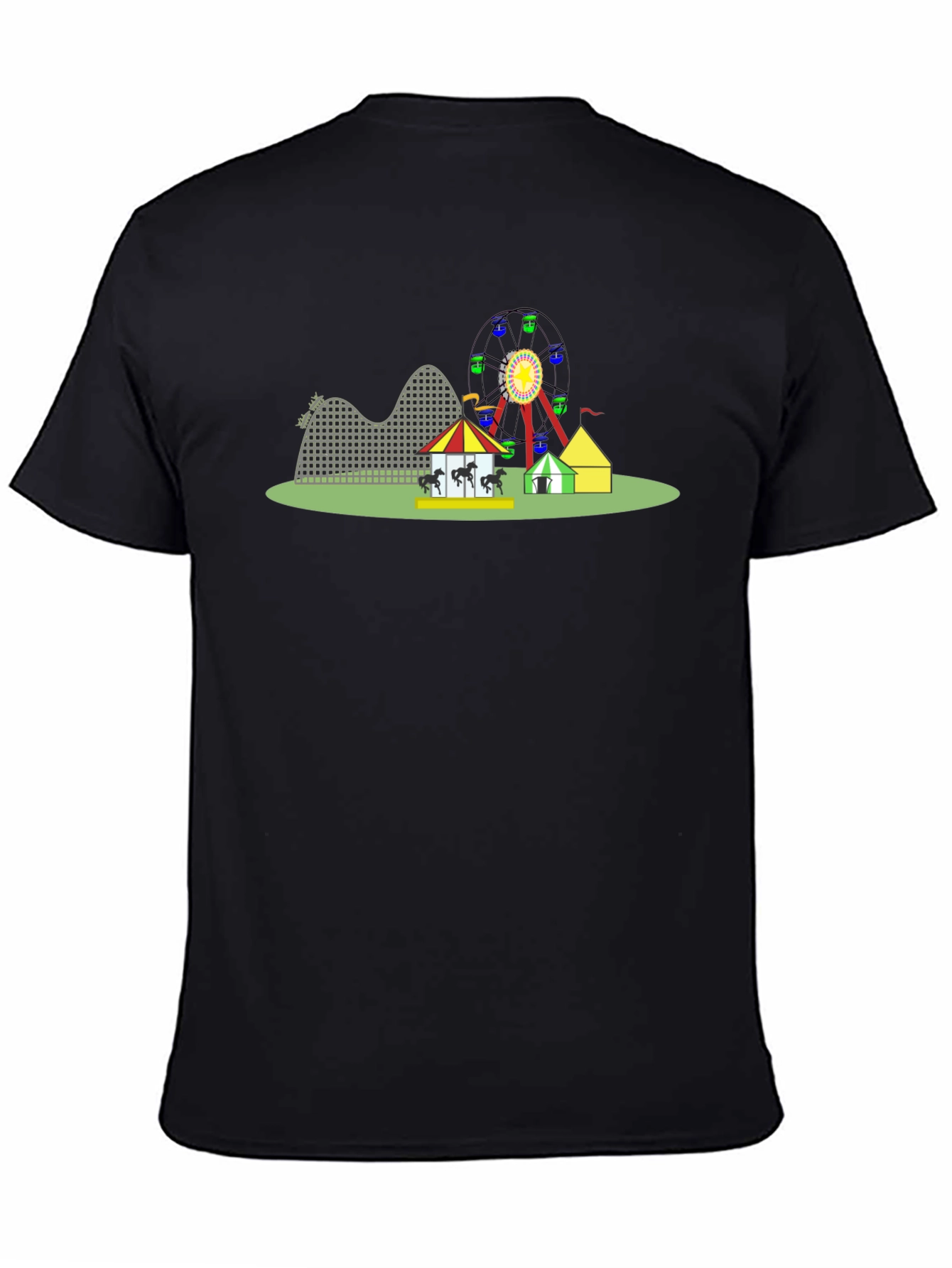 Amusement Park Graphic Tee - Black Cotton T-Shirt