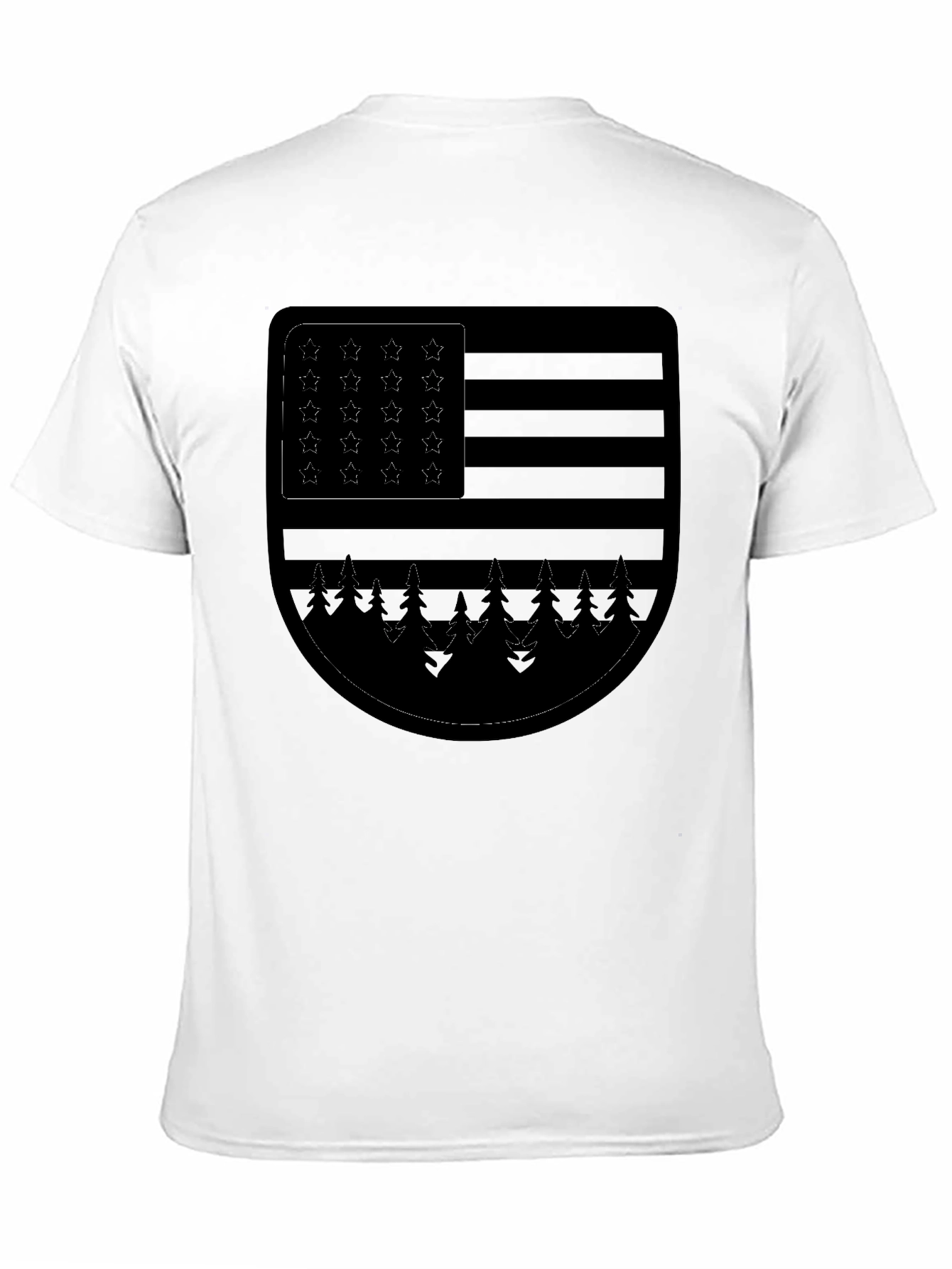 American Flag Trees Graphic T-Shirt - Black