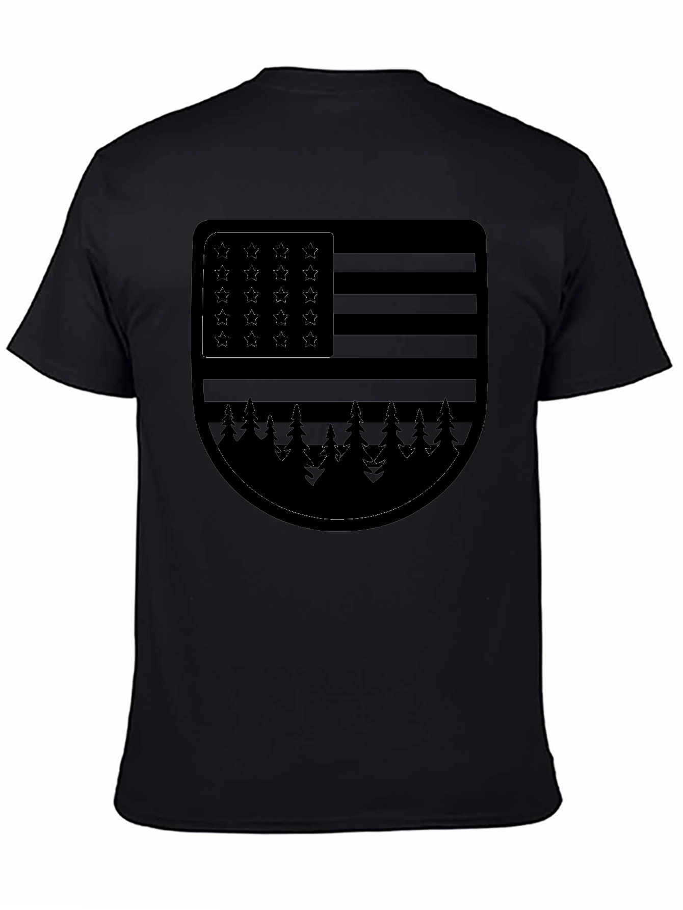 American Flag Trees Graphic T-Shirt - Black