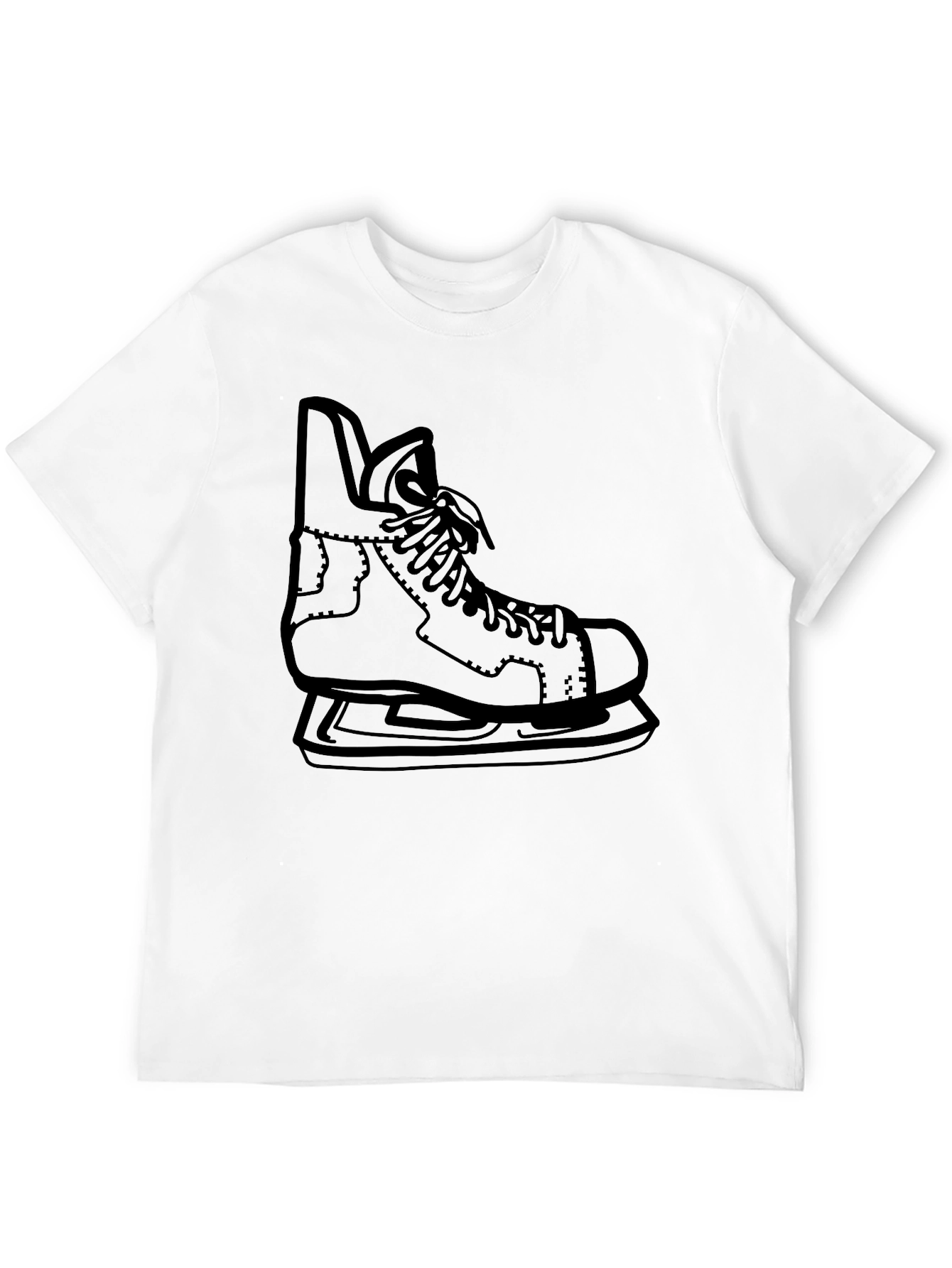 Hockey Skate Graphic Tee - Black Cotton Casual Shirt