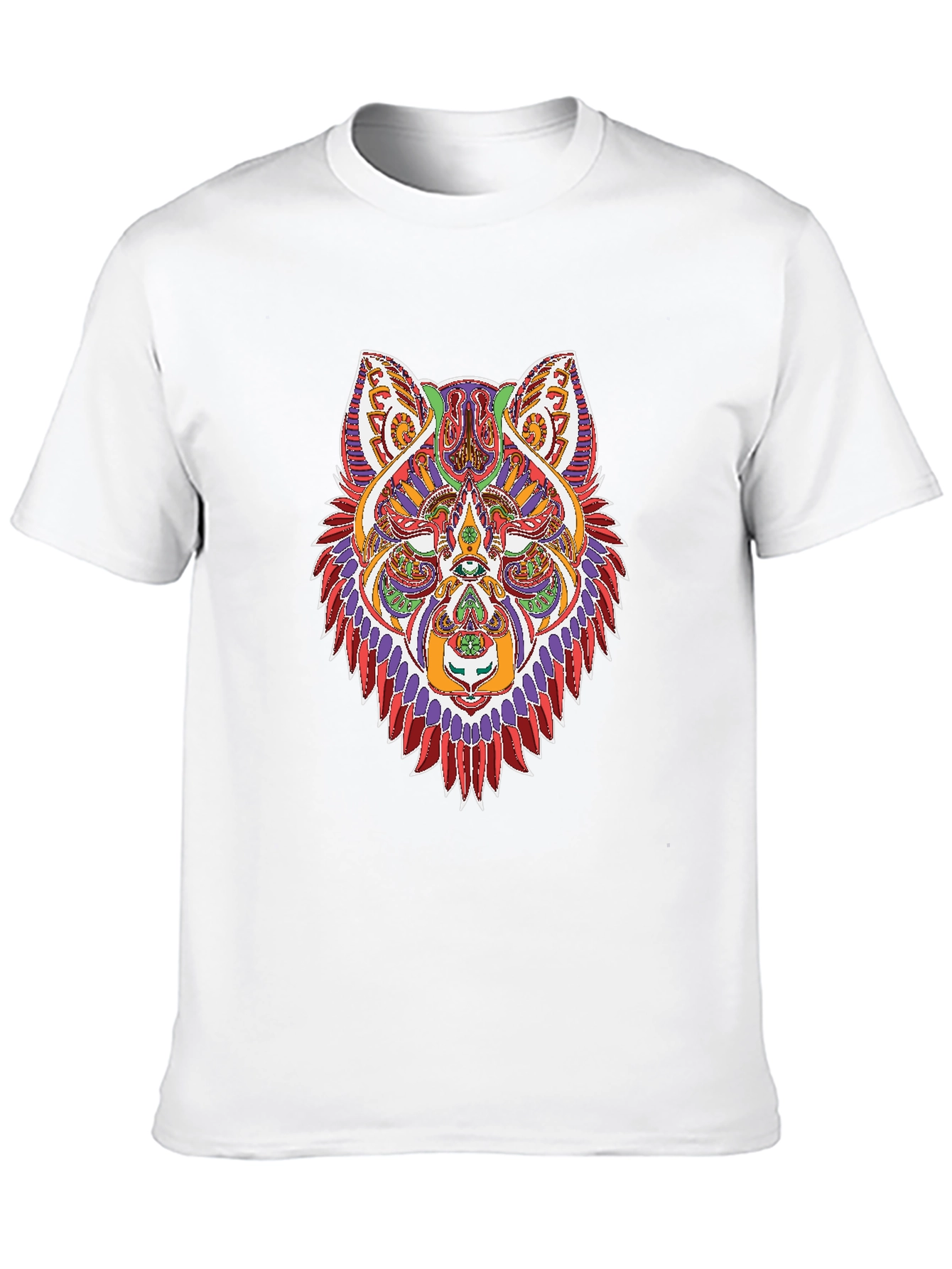 Psychedelic Wolf Graphic Tee - Mens Black T-Shirt