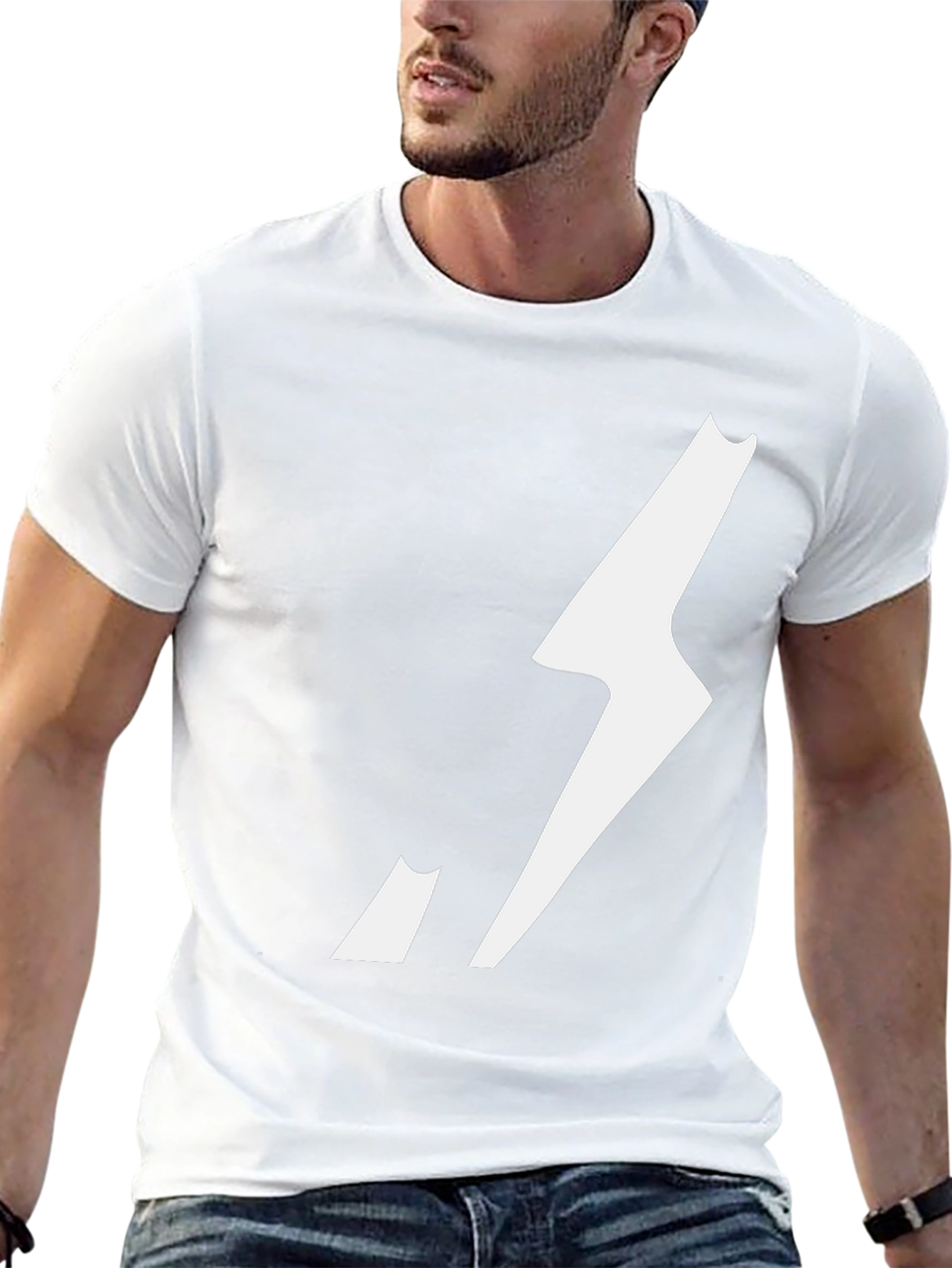 Bold Lightning Bolt Graphic Tee - Black