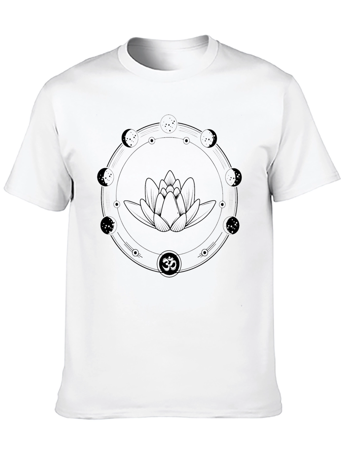 Lotus Moon Phases Graphic Tee - Black