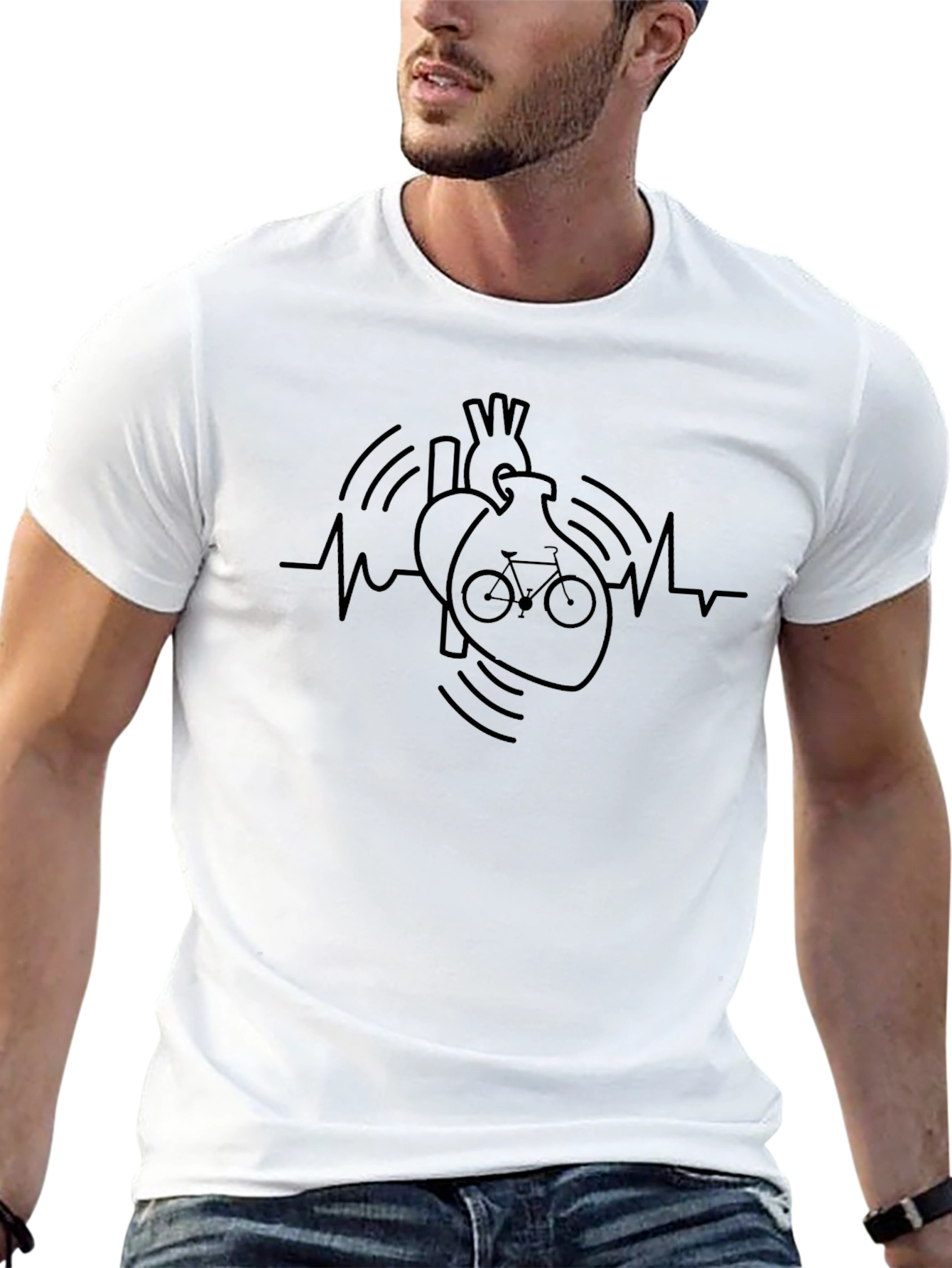 Heartbeat Bicycle T-Shirt - Cyclist Love