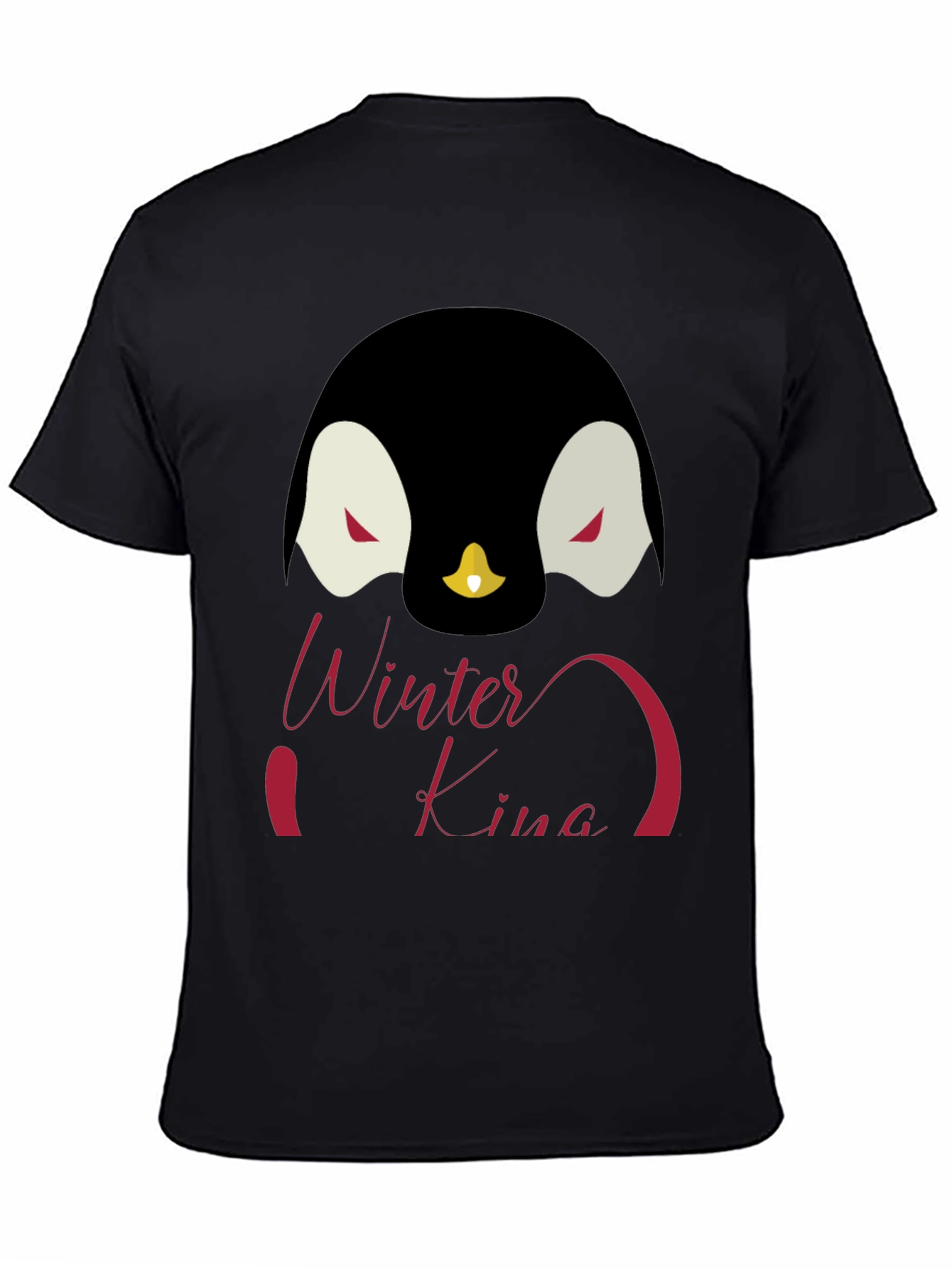 Winter King Penguin Graphic T-Shirt - Black