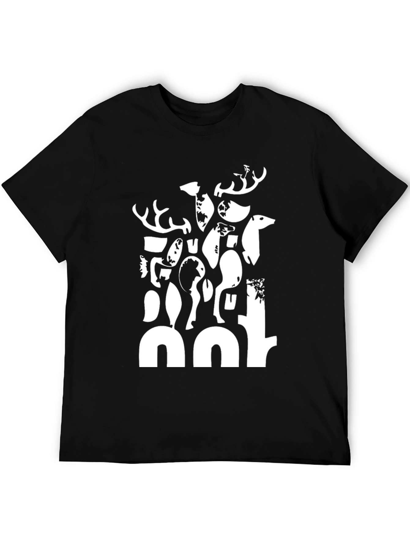 Abstract Deer Black T-Shirt
