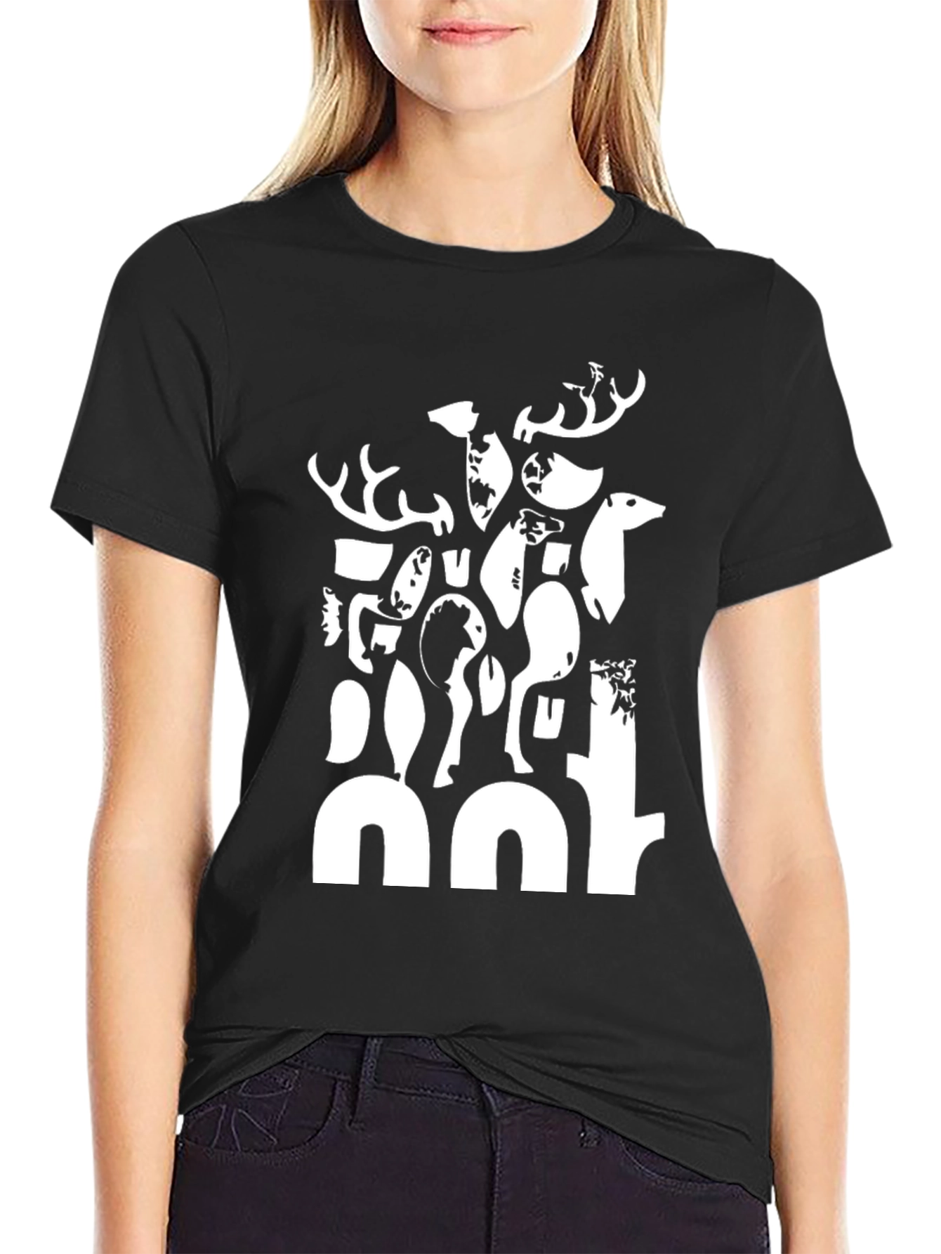 Abstract Deer Black T-Shirt