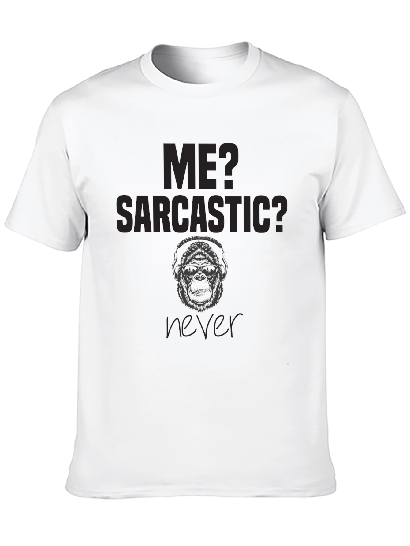 Sarcastic Gorilla Graphic Print Black T-Shirt
