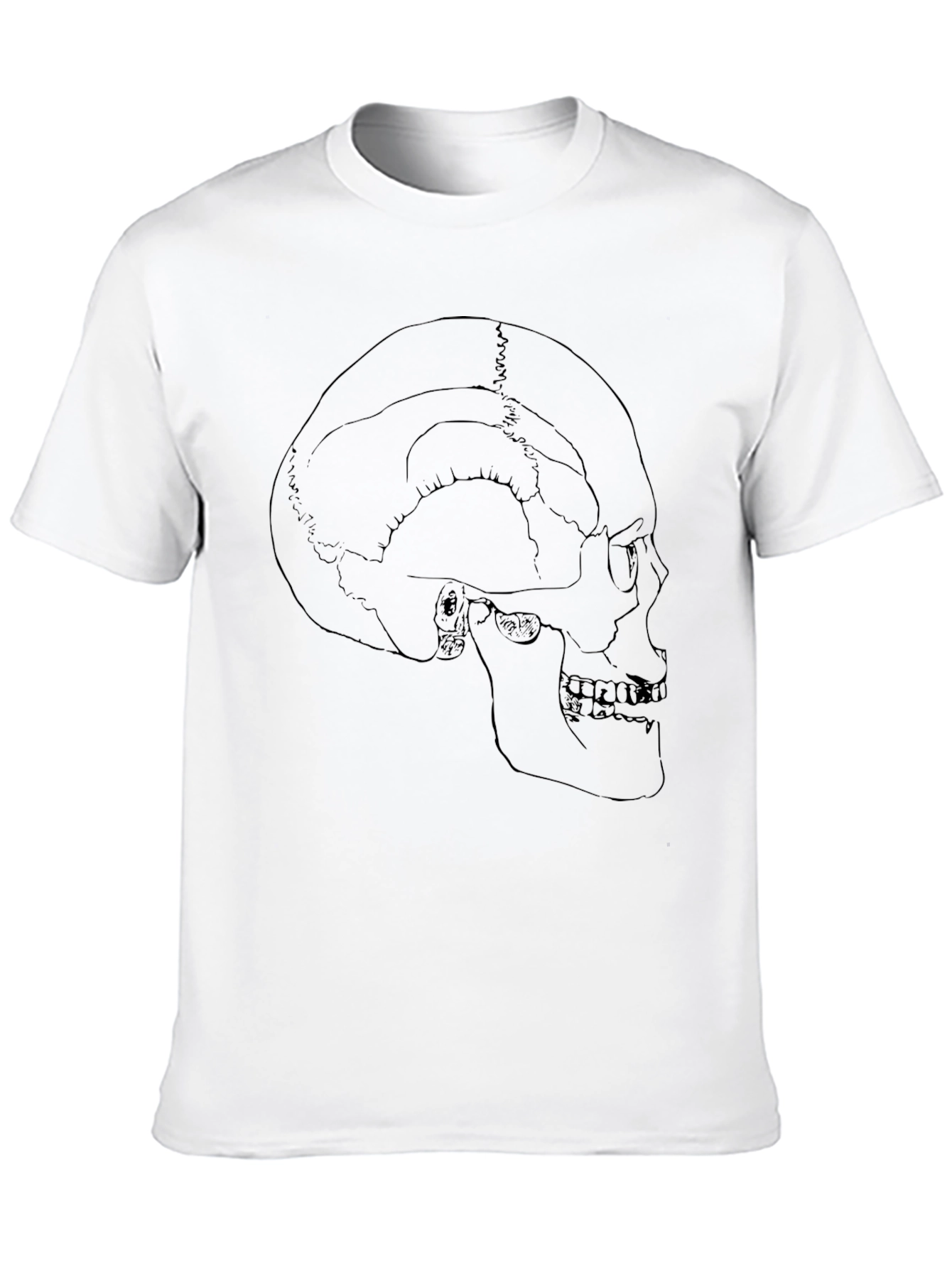 Skull Anatomy Outline Graphic Print Black T-Shirt
