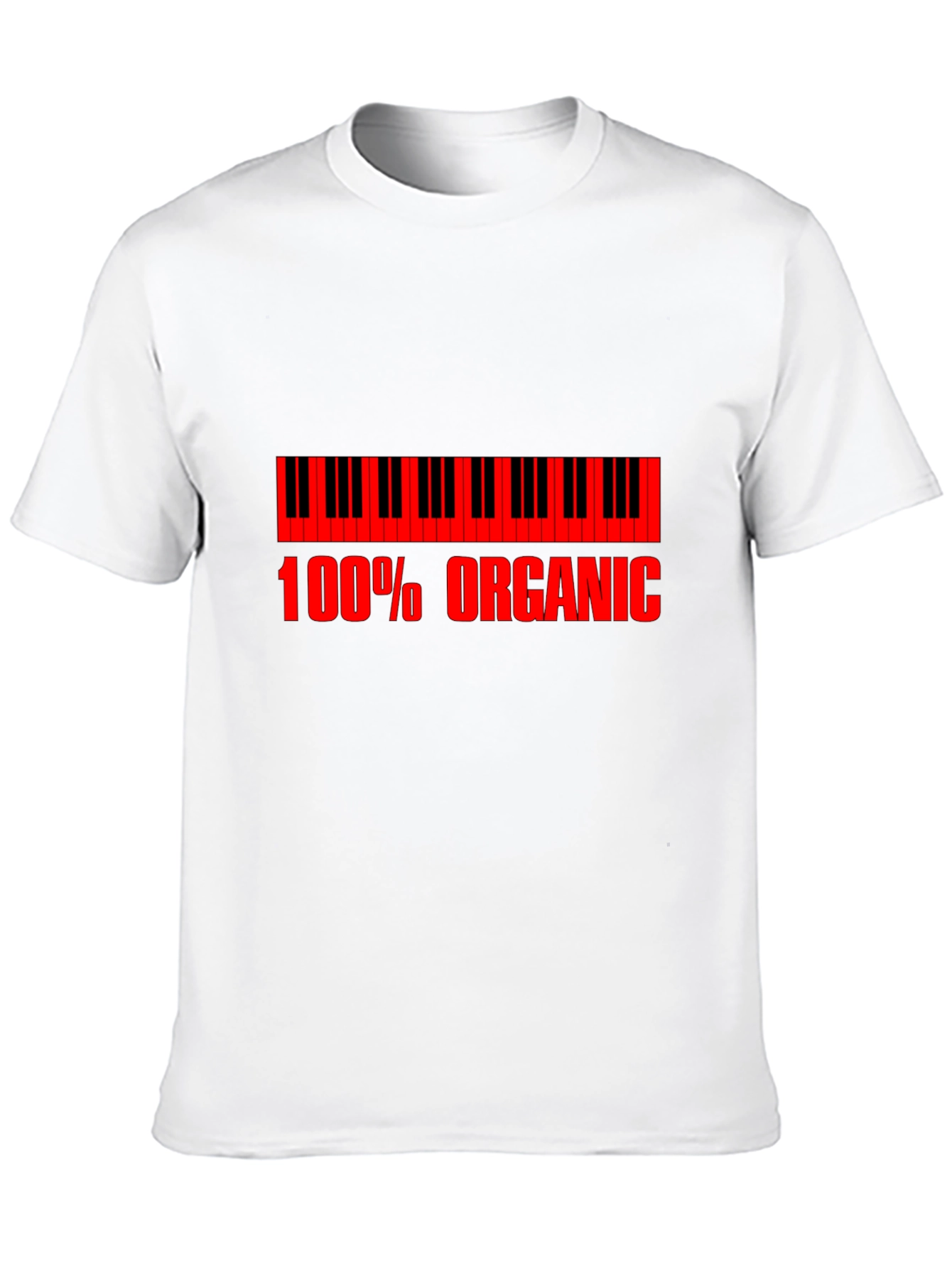 Organic Piano T-Shirt - Red Print on Black