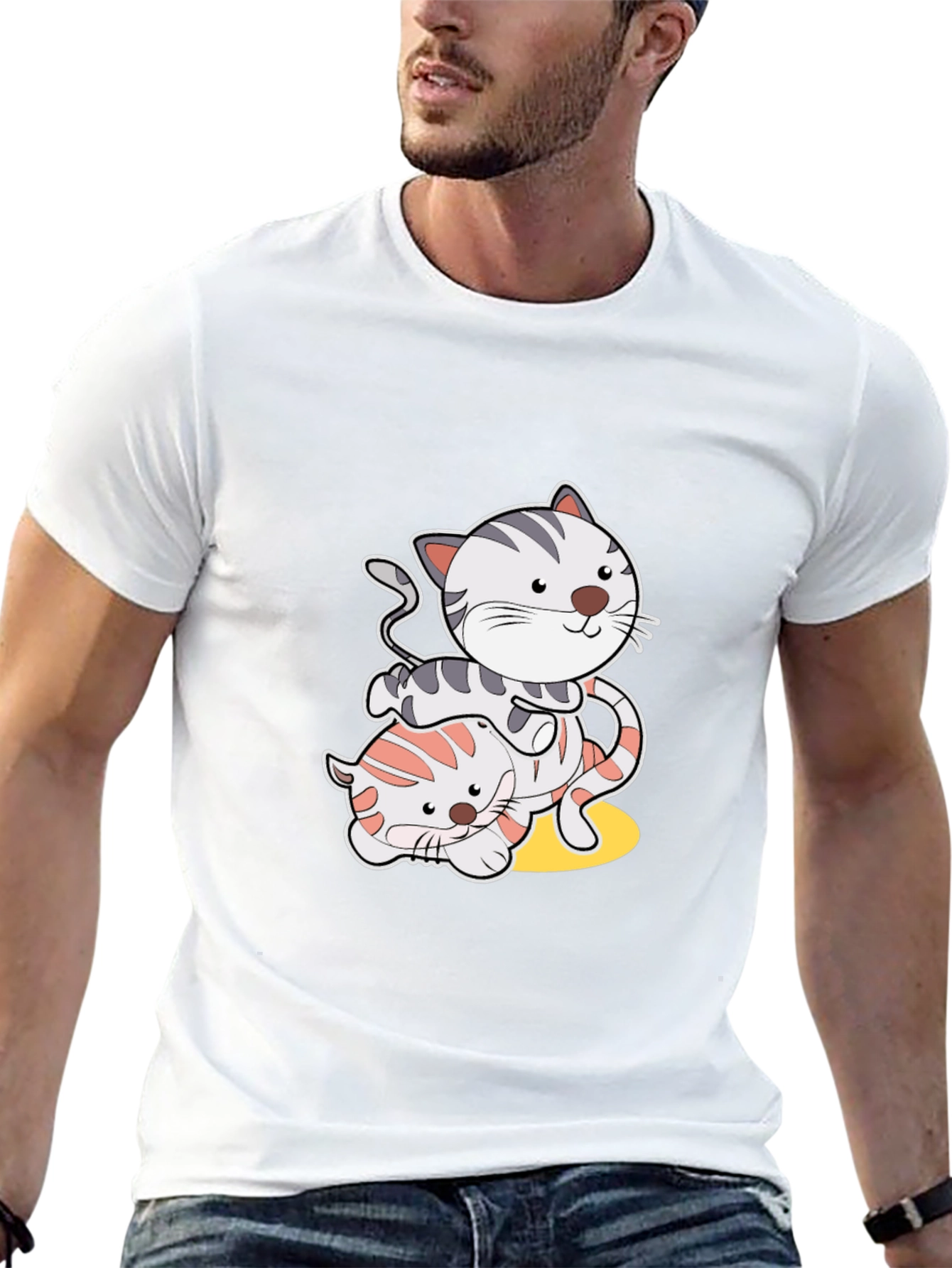 Playful Cat Graphic T-Shirt