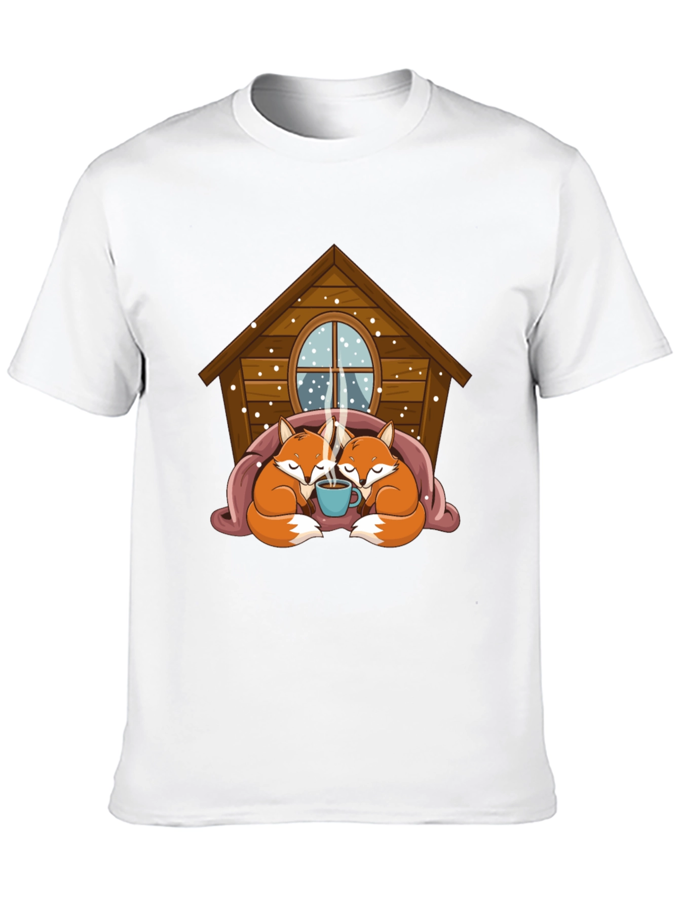 Cute Fox Couple Cozy Black T-Shirt