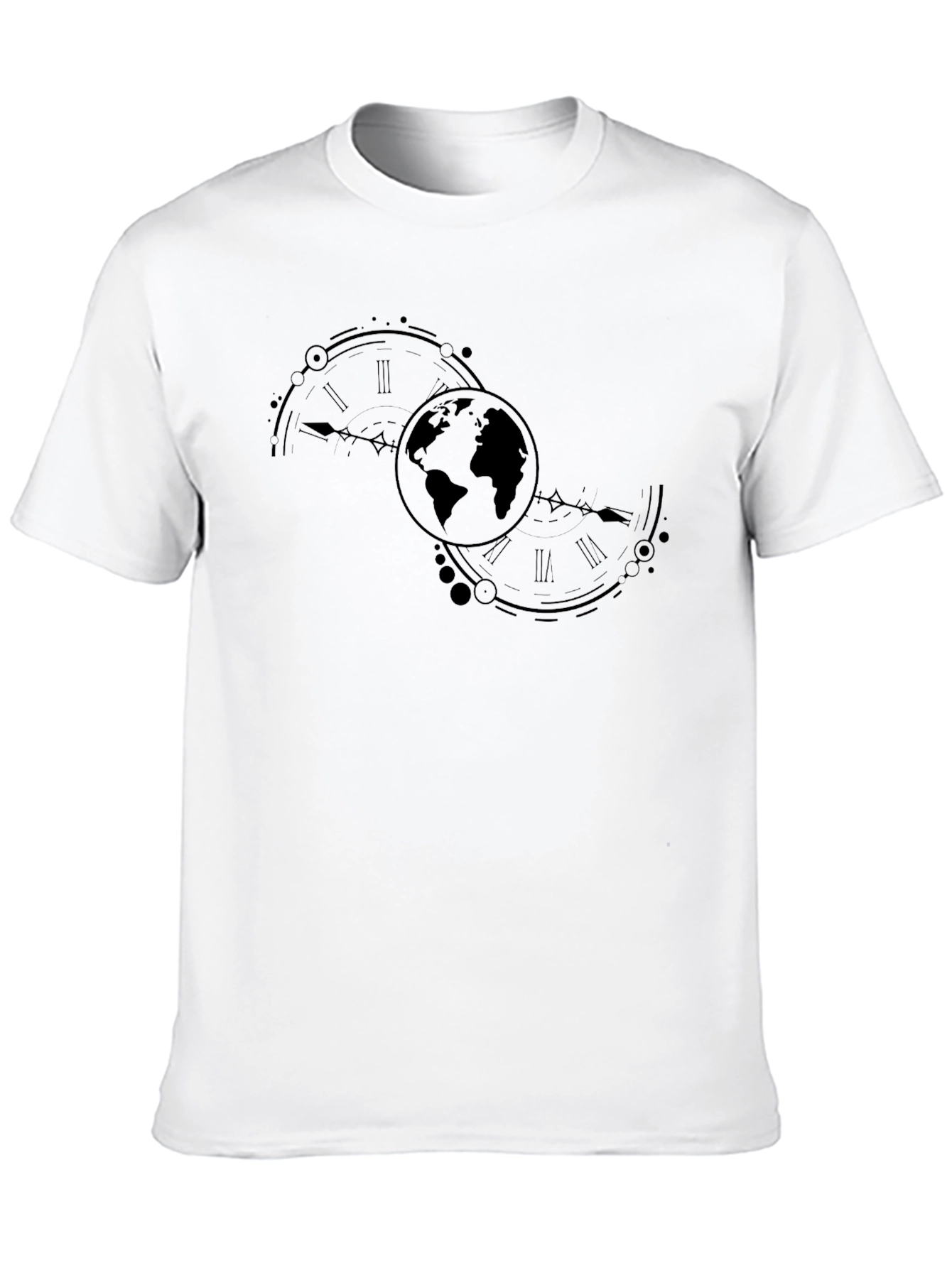 Globe & Time Black Graphic Tee