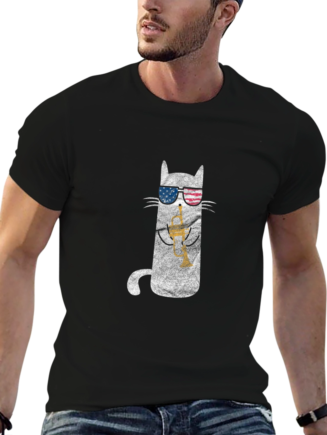 American Cat Saxophone T-Shirt