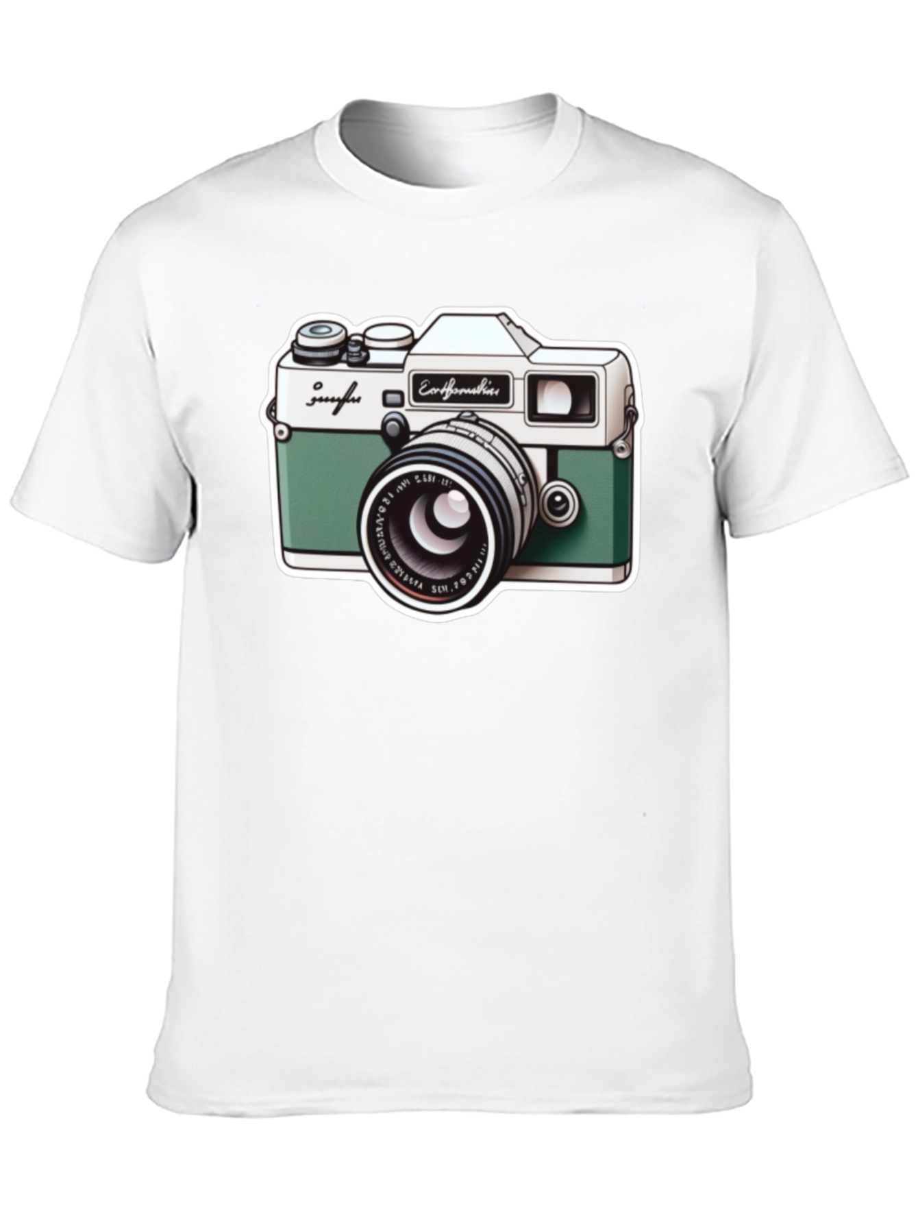 Retro Camera Graphic Tee - Black Cotton T-Shirt