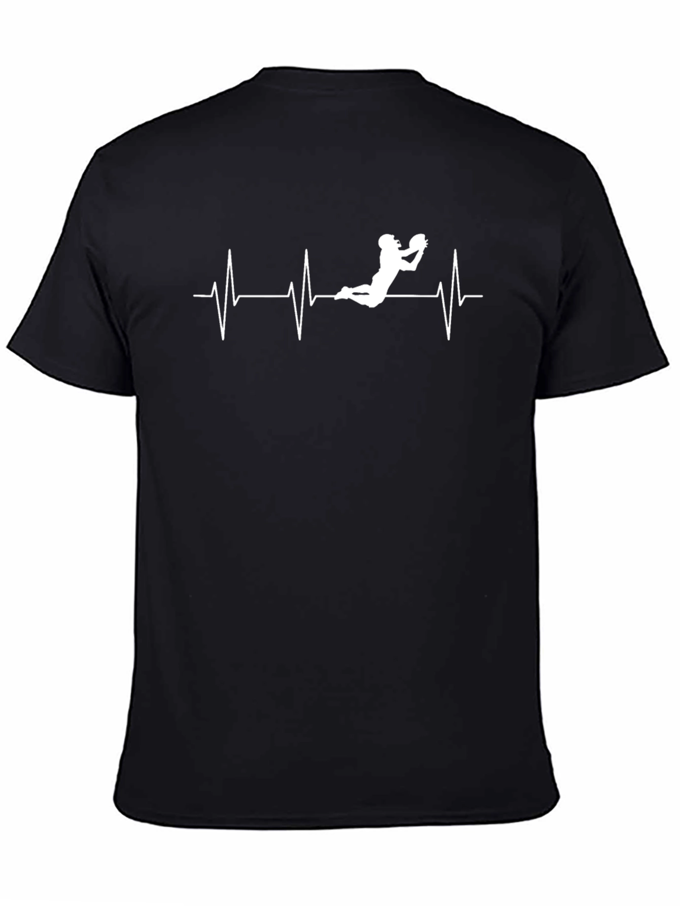 Football Heartbeat T-Shirt - Black