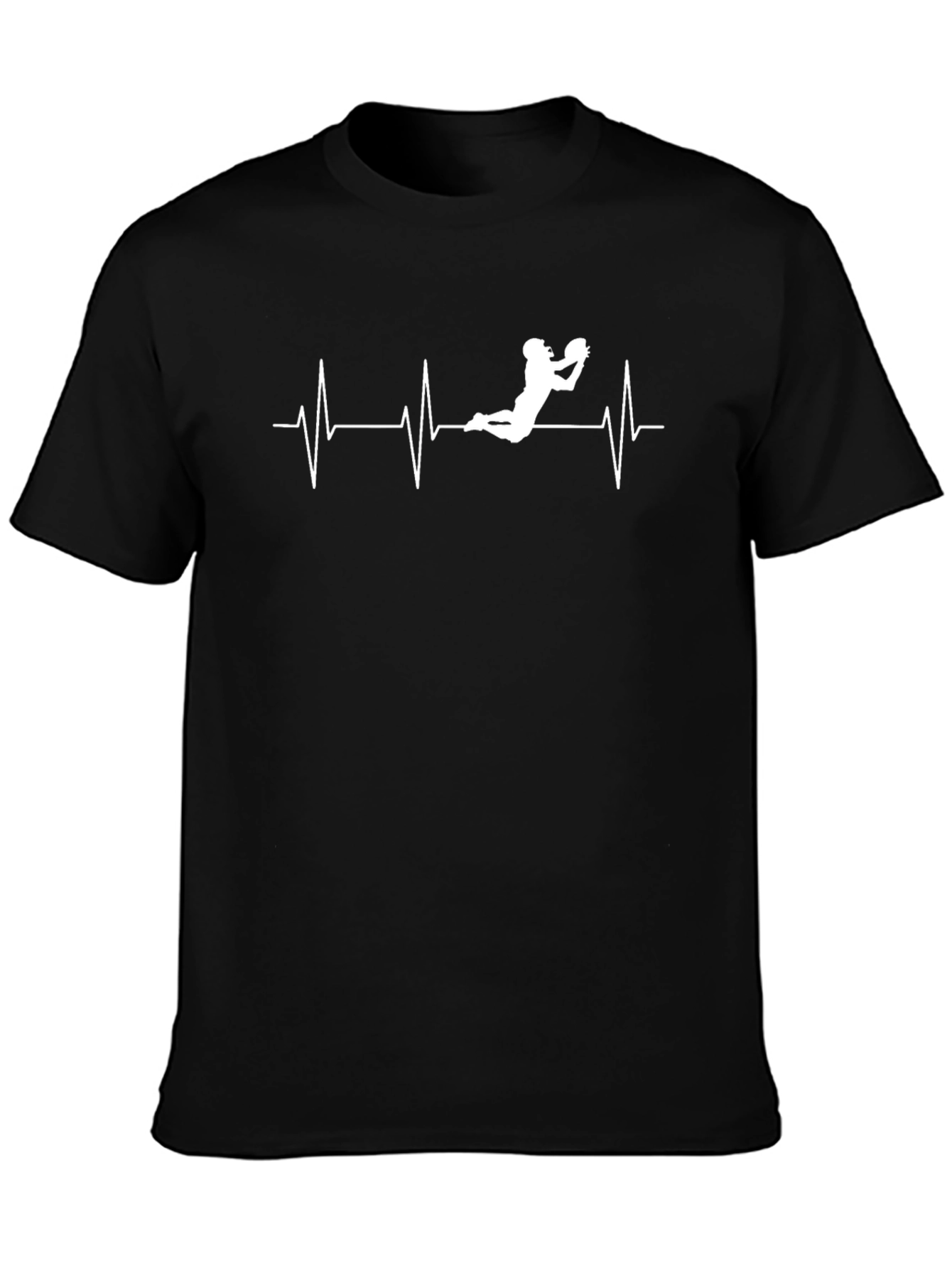 Football Heartbeat T-Shirt - Black