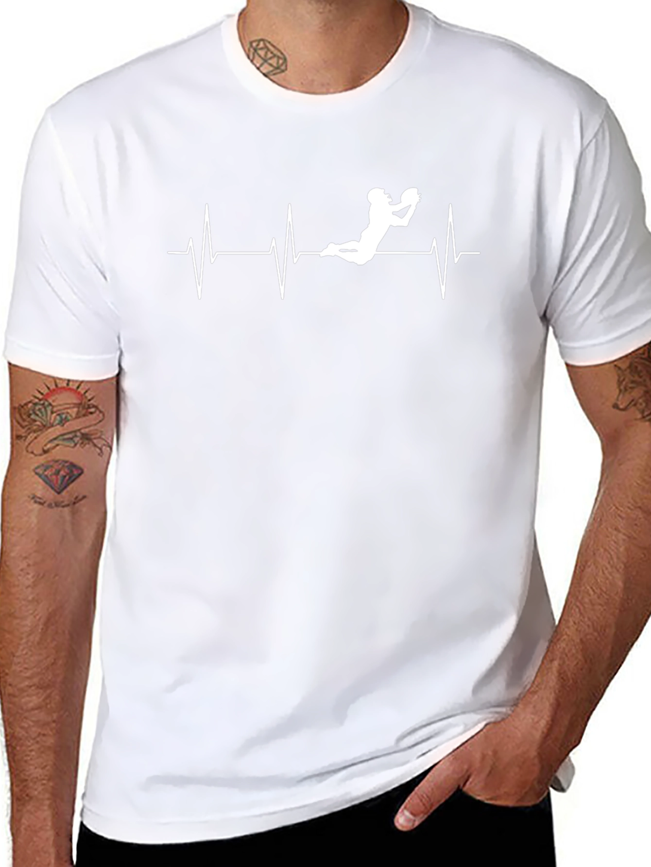 Football Heartbeat T-Shirt - Black